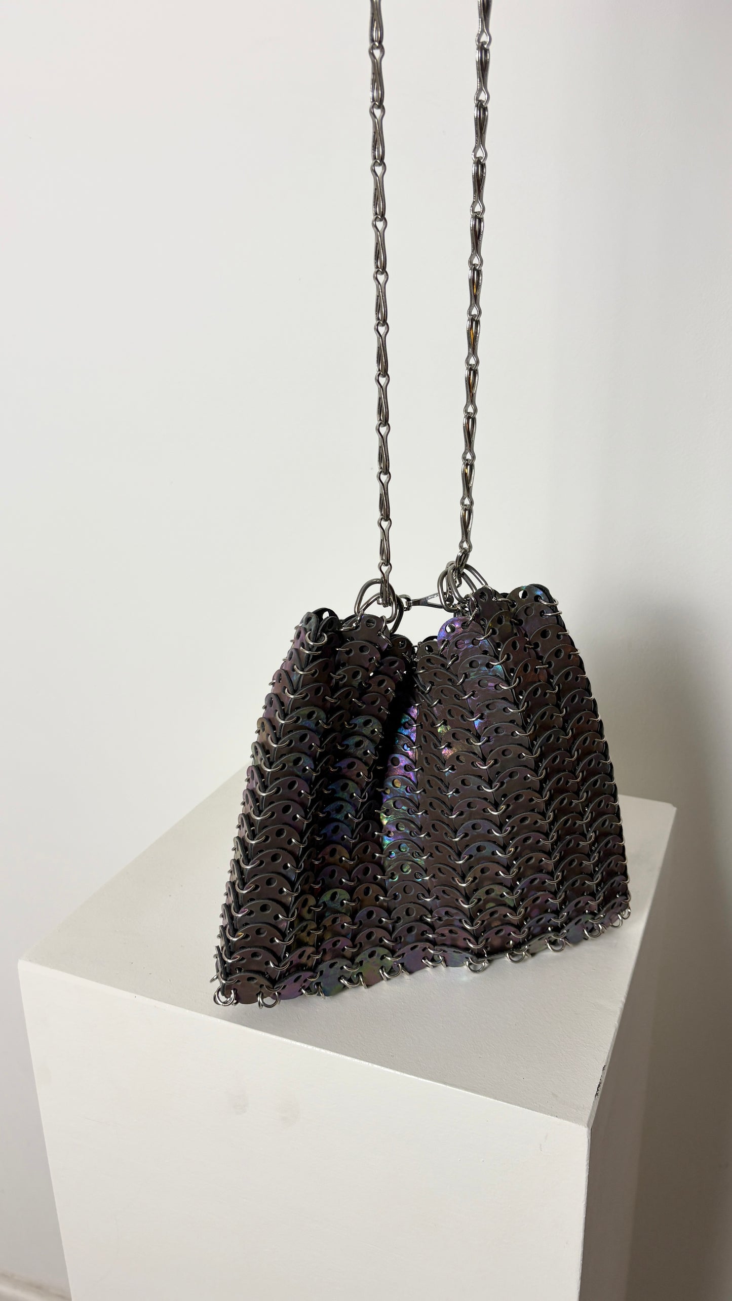 Paco Rabanne iridescent leather chainmail bag