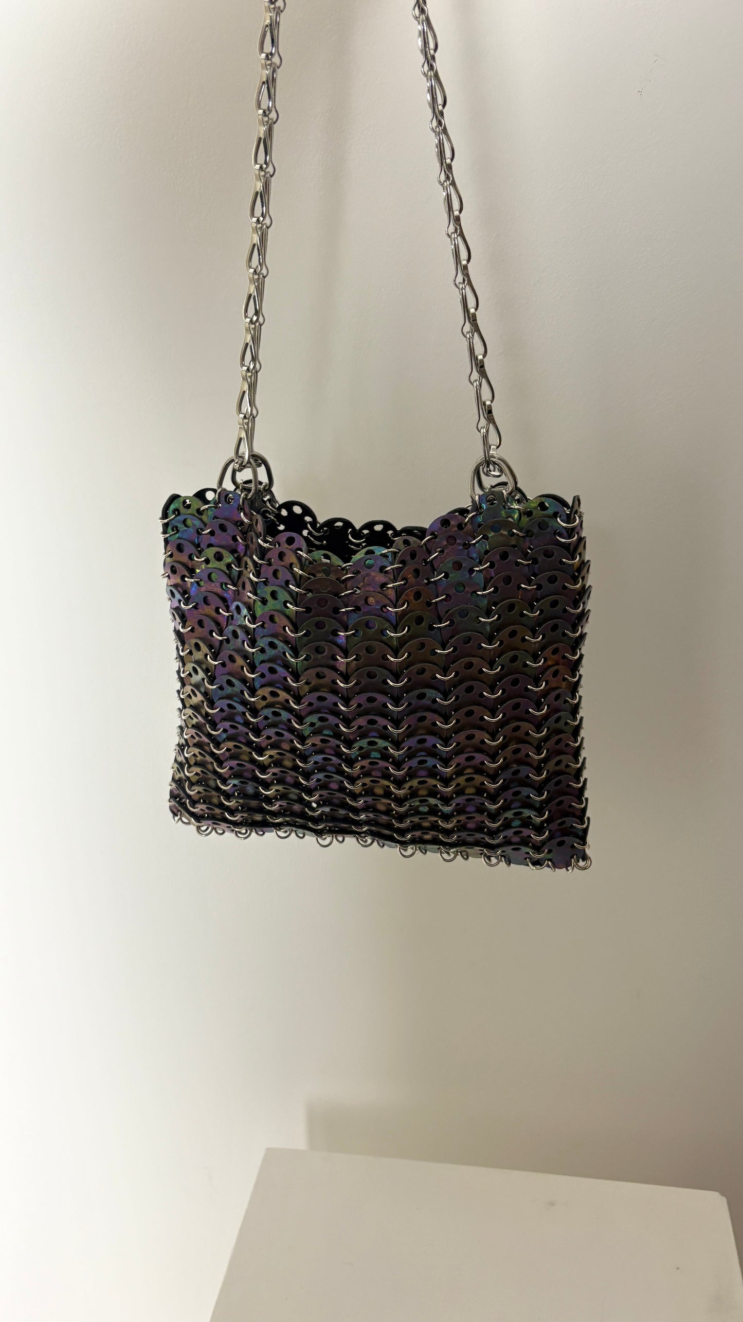 Paco Rabanne iridescent leather chainmail bag