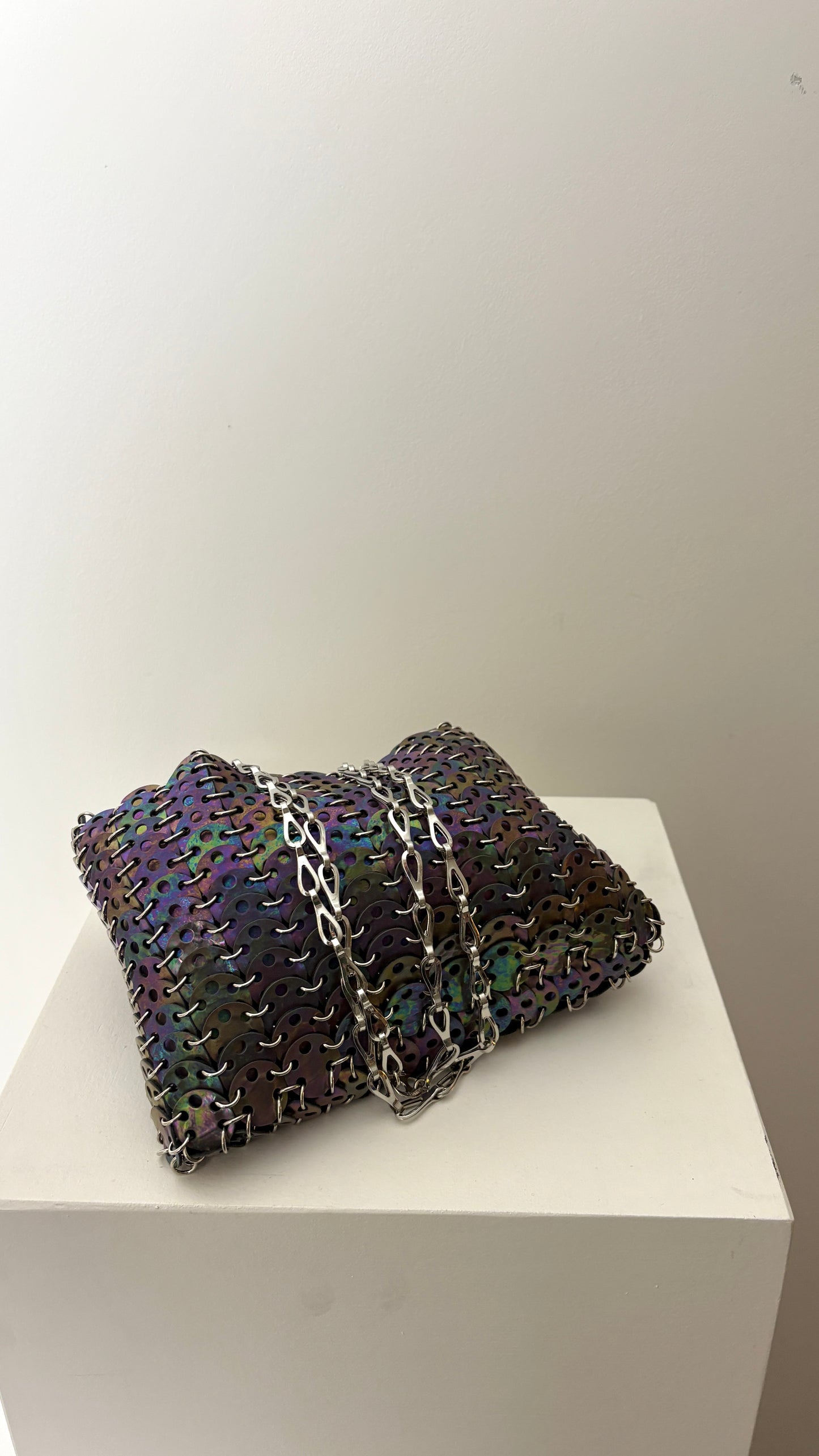 Paco Rabanne iridescent leather chainmail bag