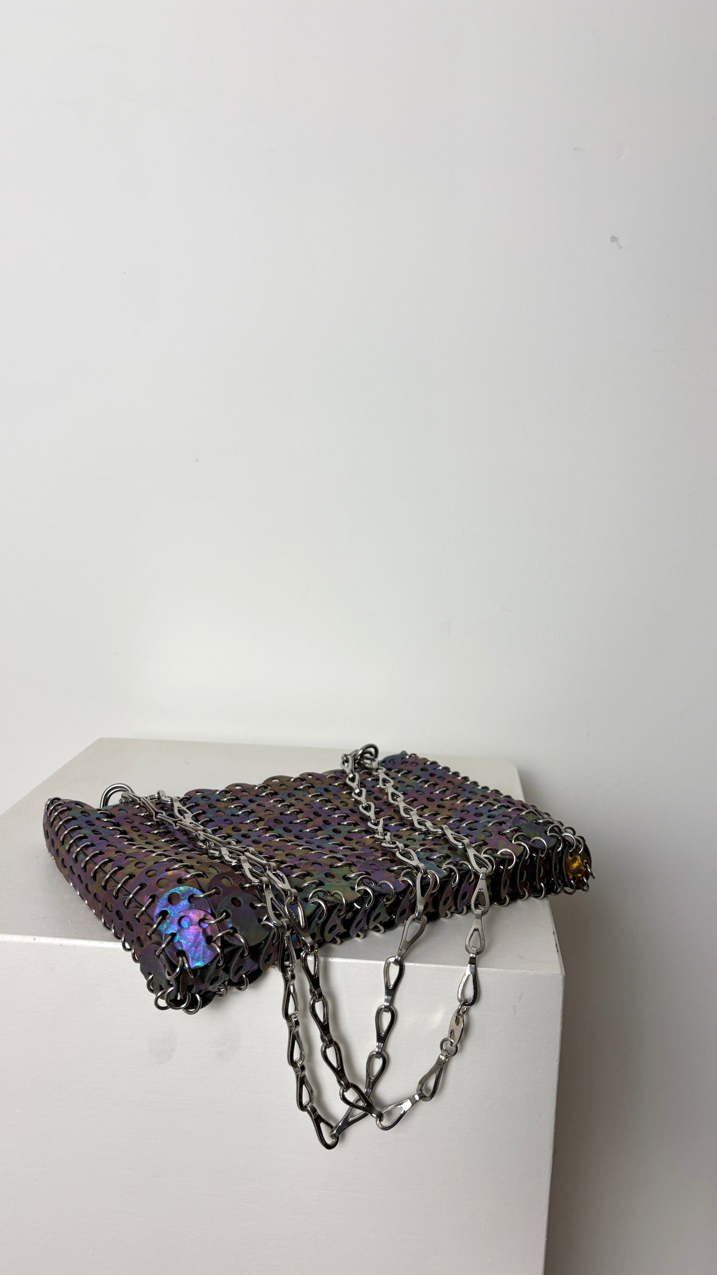 Paco Rabanne iridescent leather chainmail bag