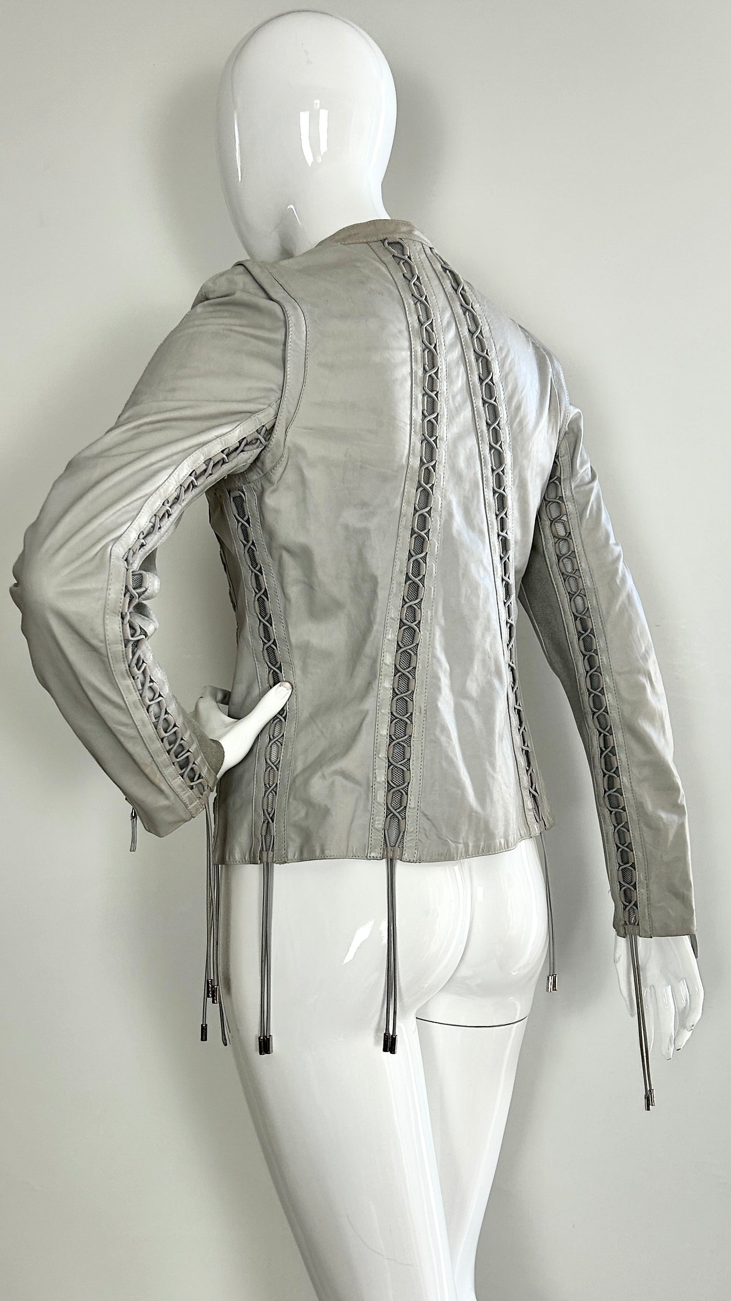 Gucci leather bomber with detachable sleeves