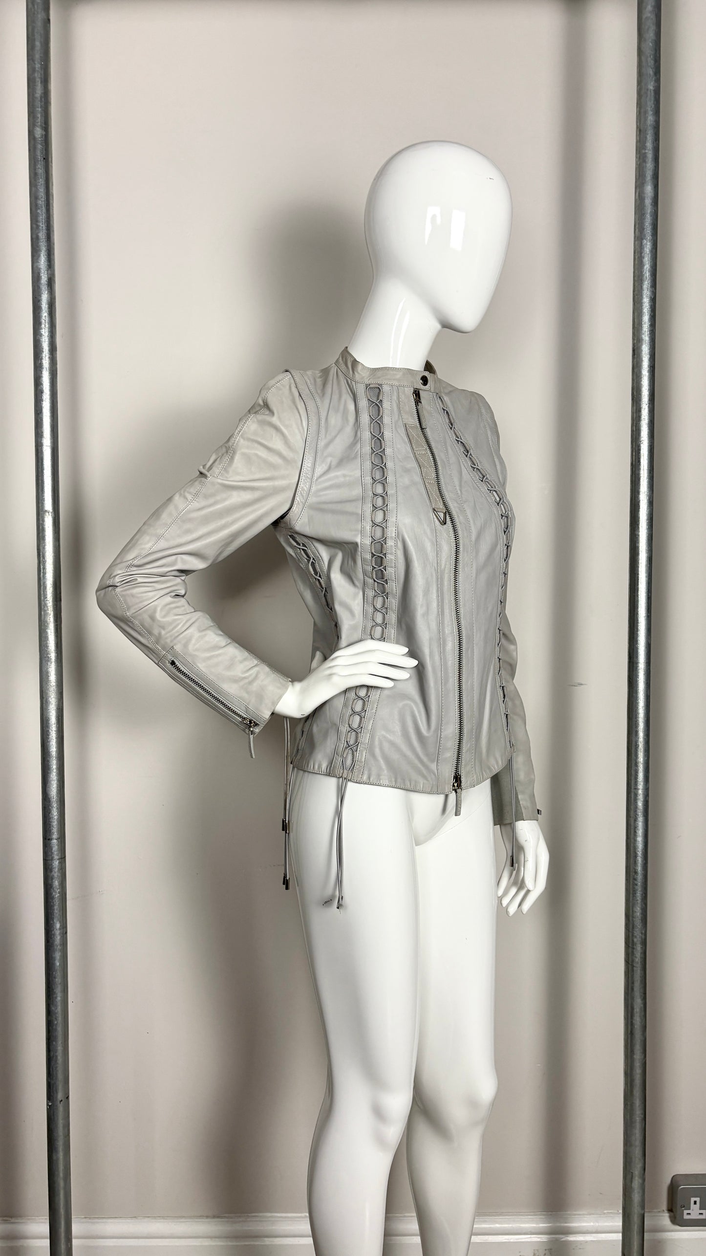 Gucci moto leather biker jacket with removable sleeves