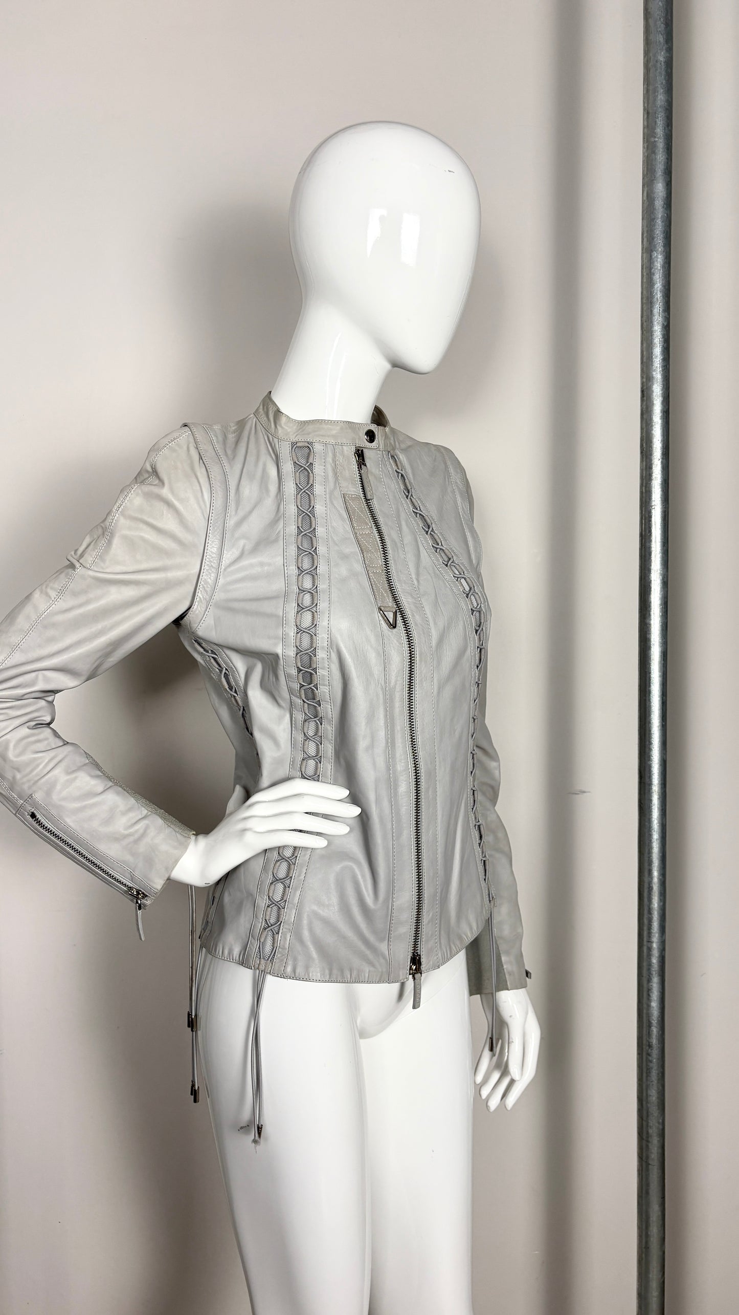 Gucci moto leather biker jacket with removable sleeves