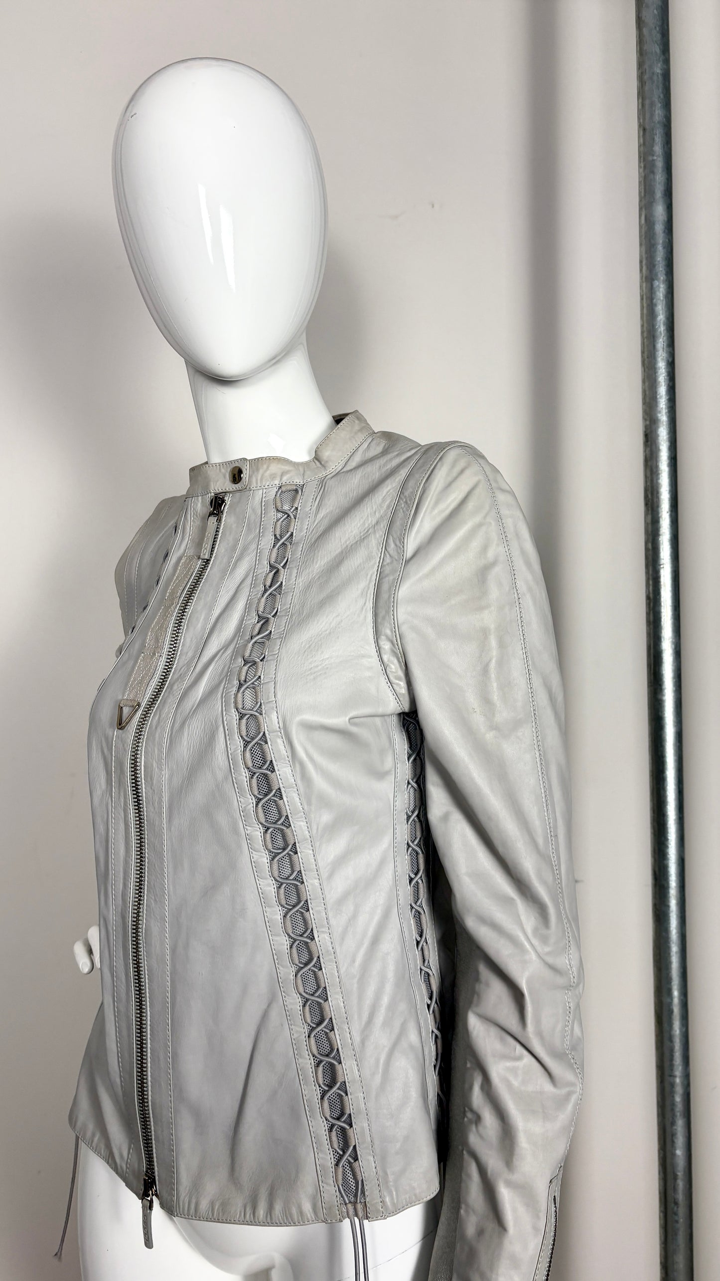 Gucci moto leather biker jacket with removable sleeves