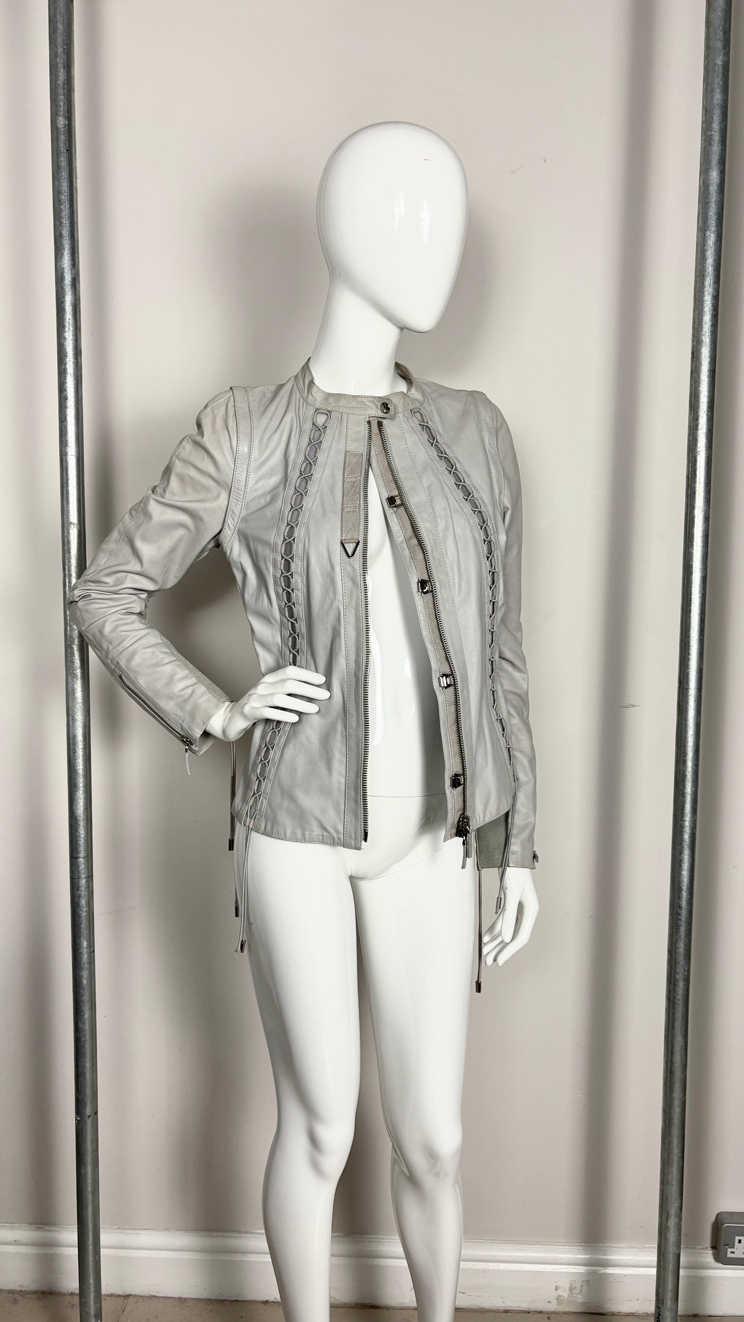 Gucci moto leather biker jacket with removable sleeves