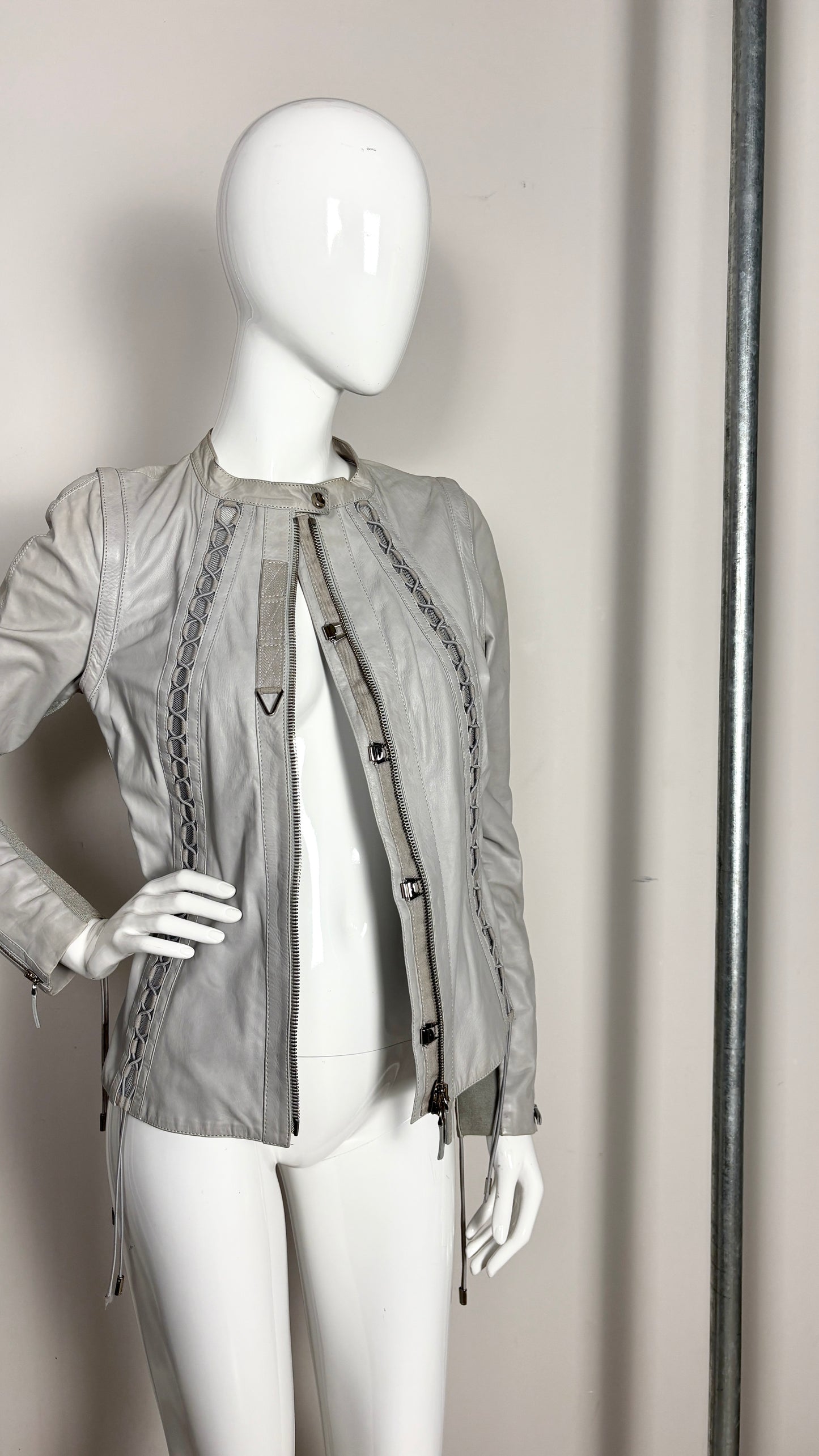 Gucci moto leather biker jacket with removable sleeves