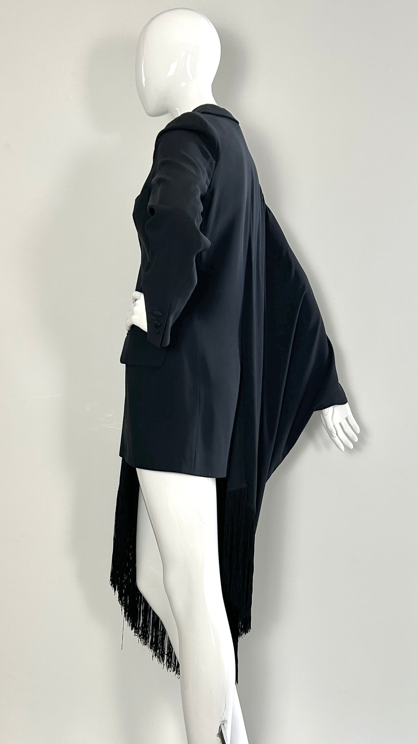 Moschino Couture draped jacket with fringe trim