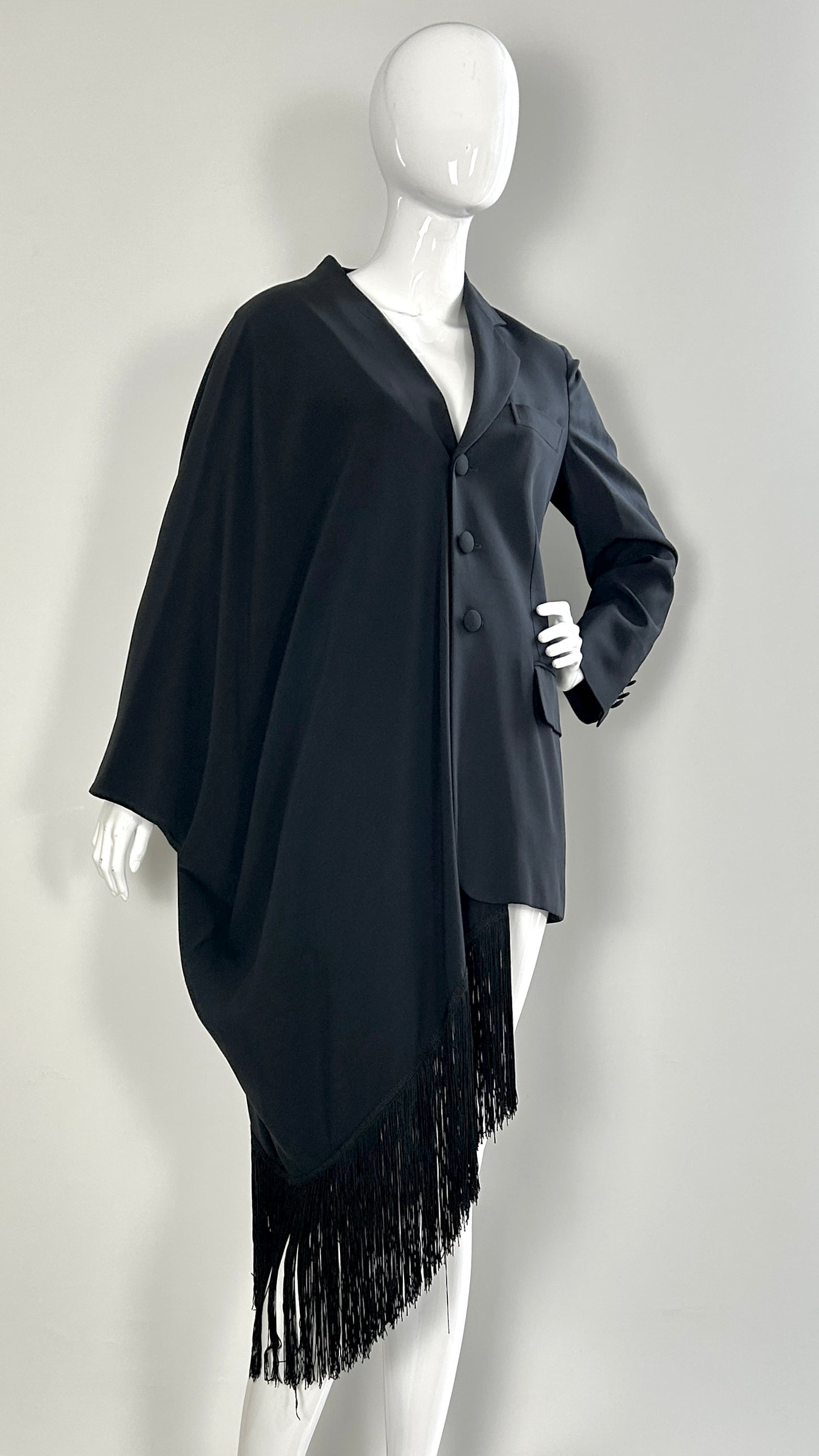 Moschino Couture draped jacket with fringe trim