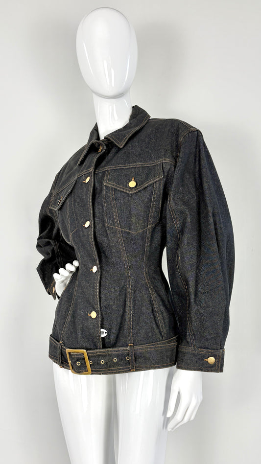 Junior Gaultier sculpted denim jacket with integrated belt