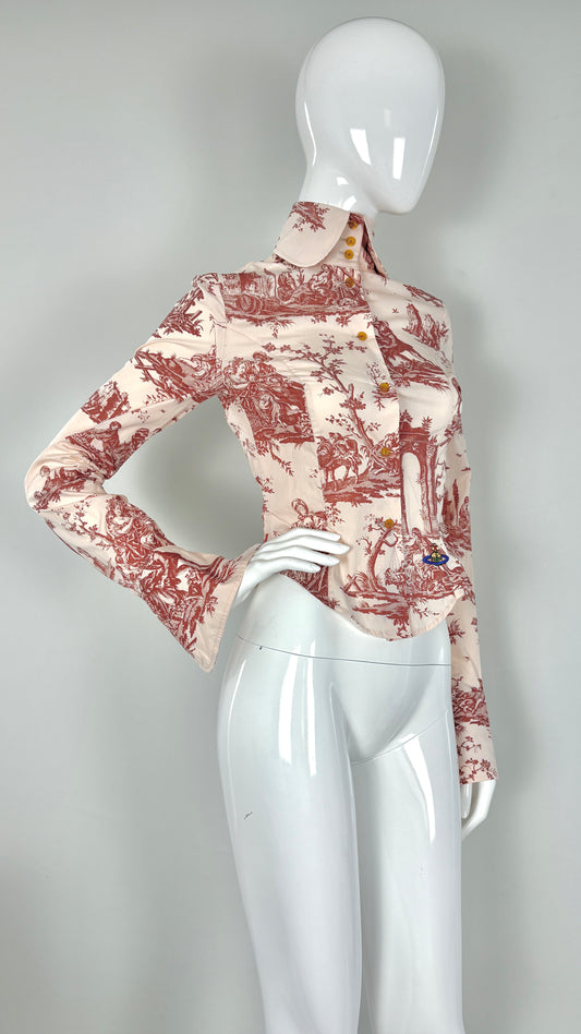 Vivienne Westwood 2009 pink toile de jouy print shirt