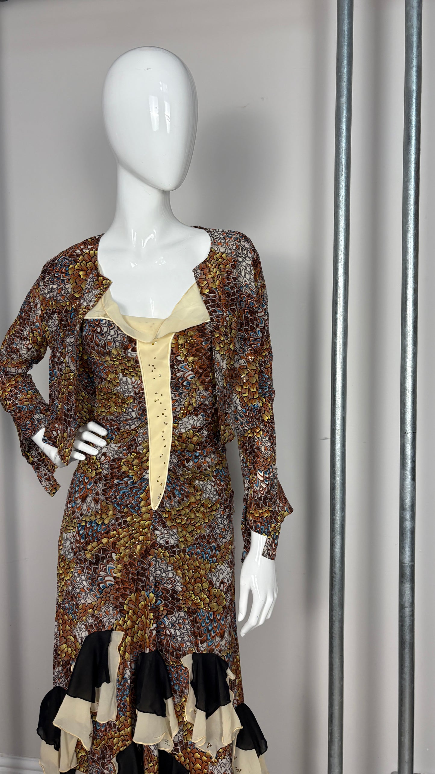 Voyage feather effect dress and bolero
