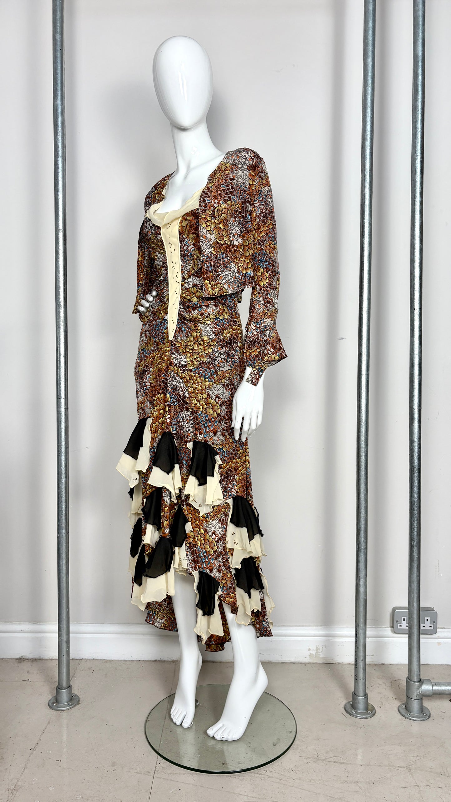 Voyage feather effect dress and bolero