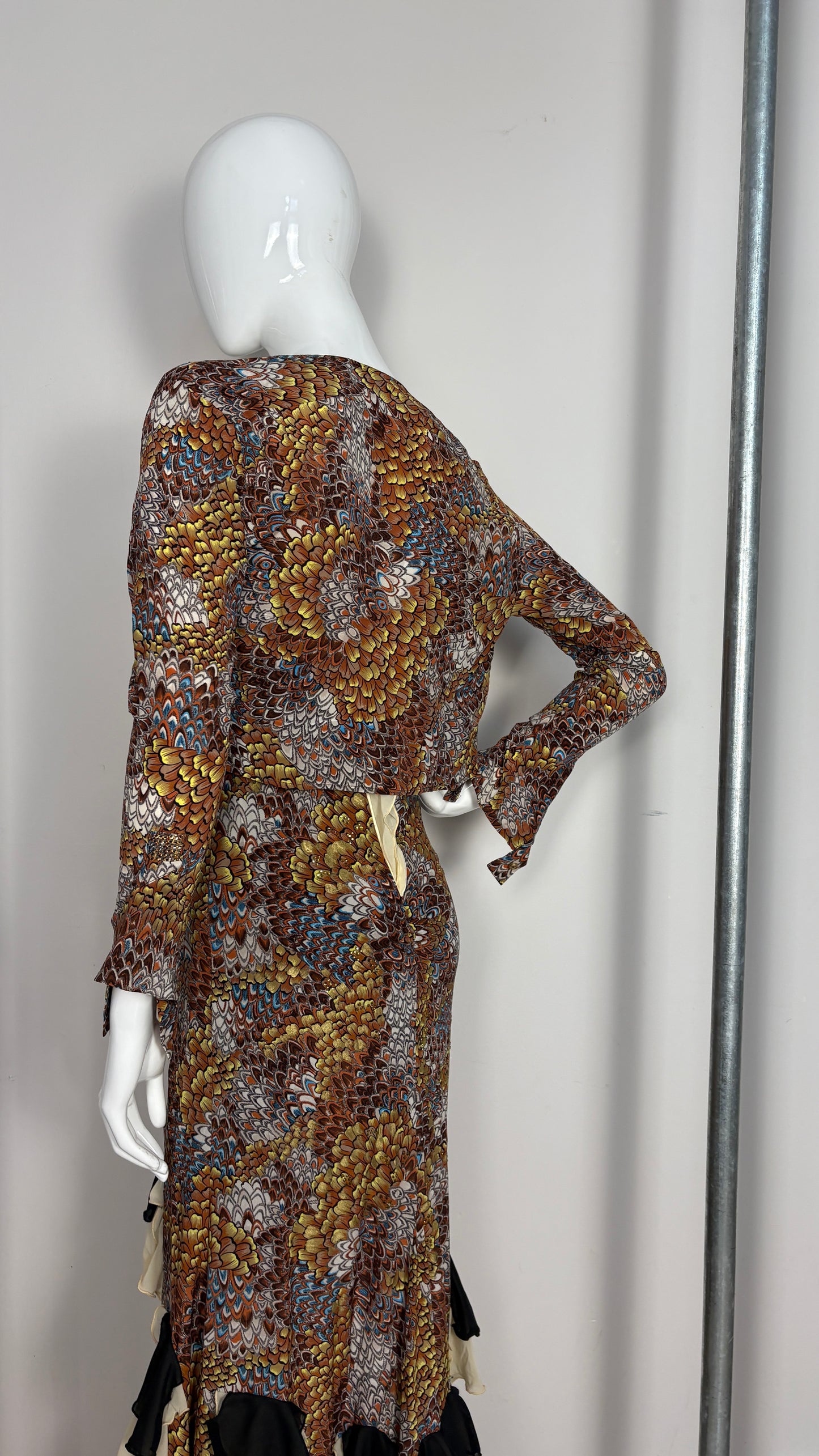 Voyage feather effect dress and bolero