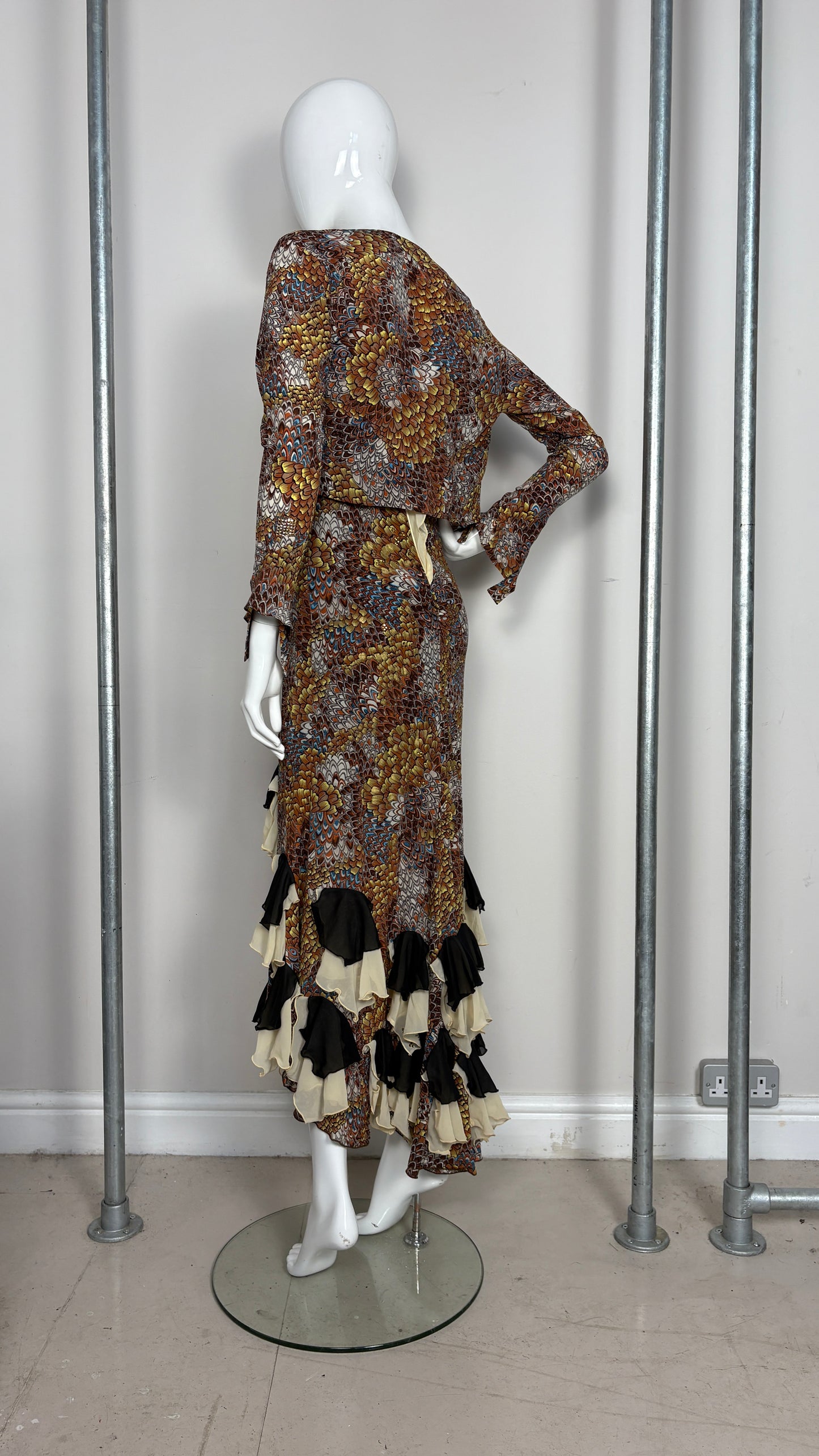 Voyage feather effect dress and bolero