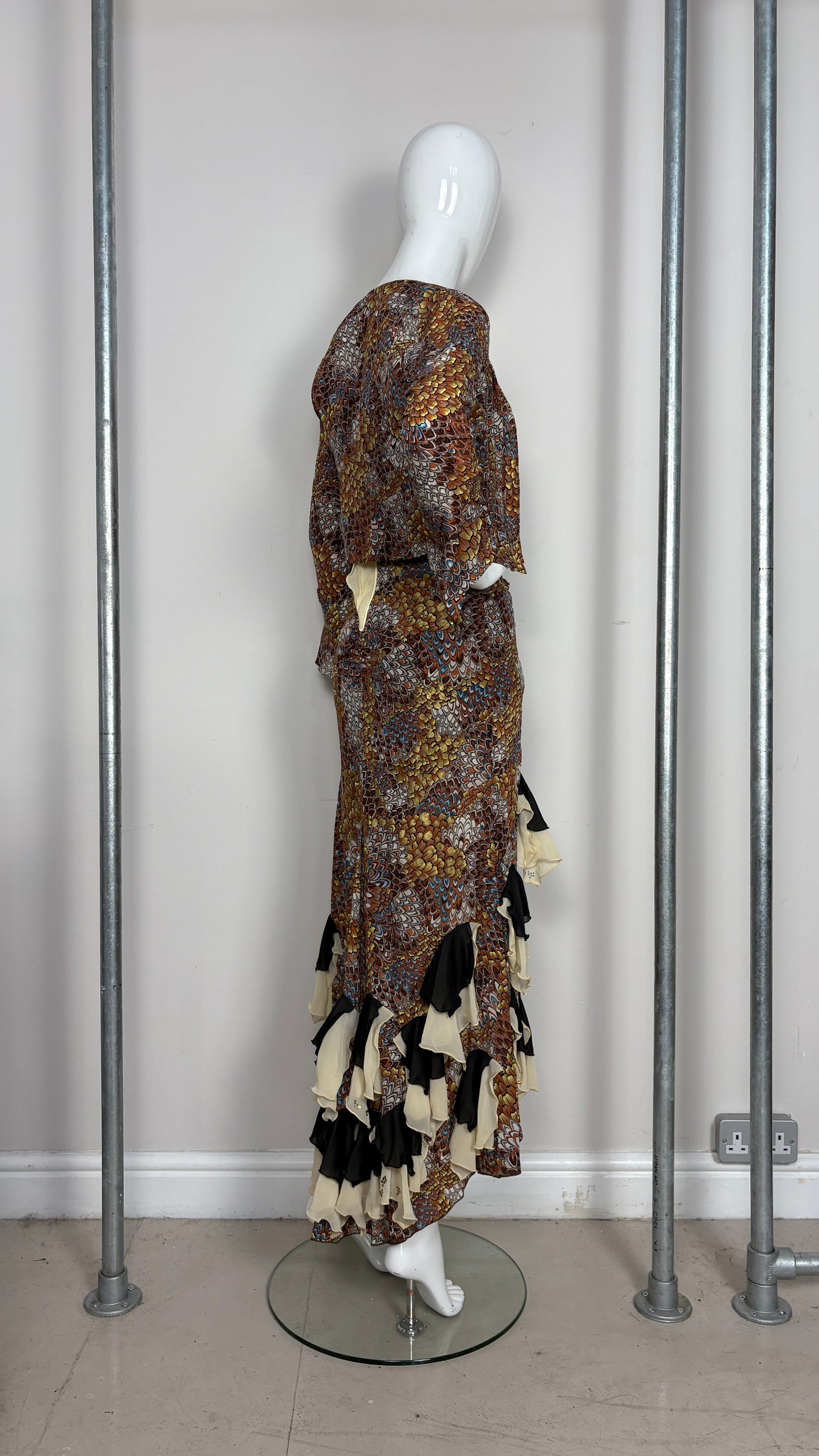 Voyage feather effect dress and bolero