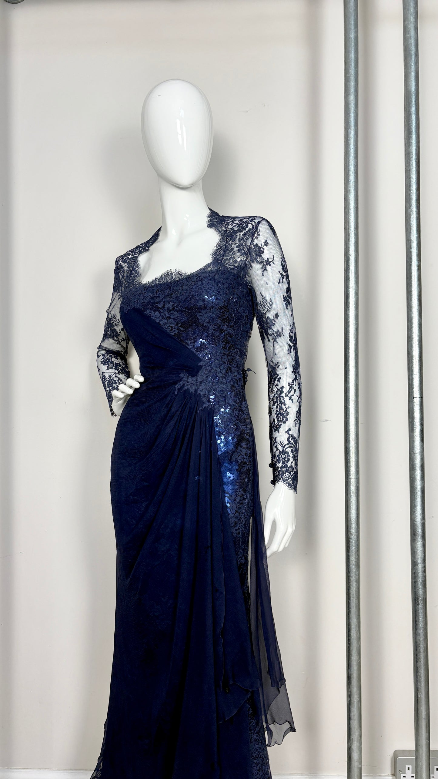 Loris Azzaro lace & sequin evening dress