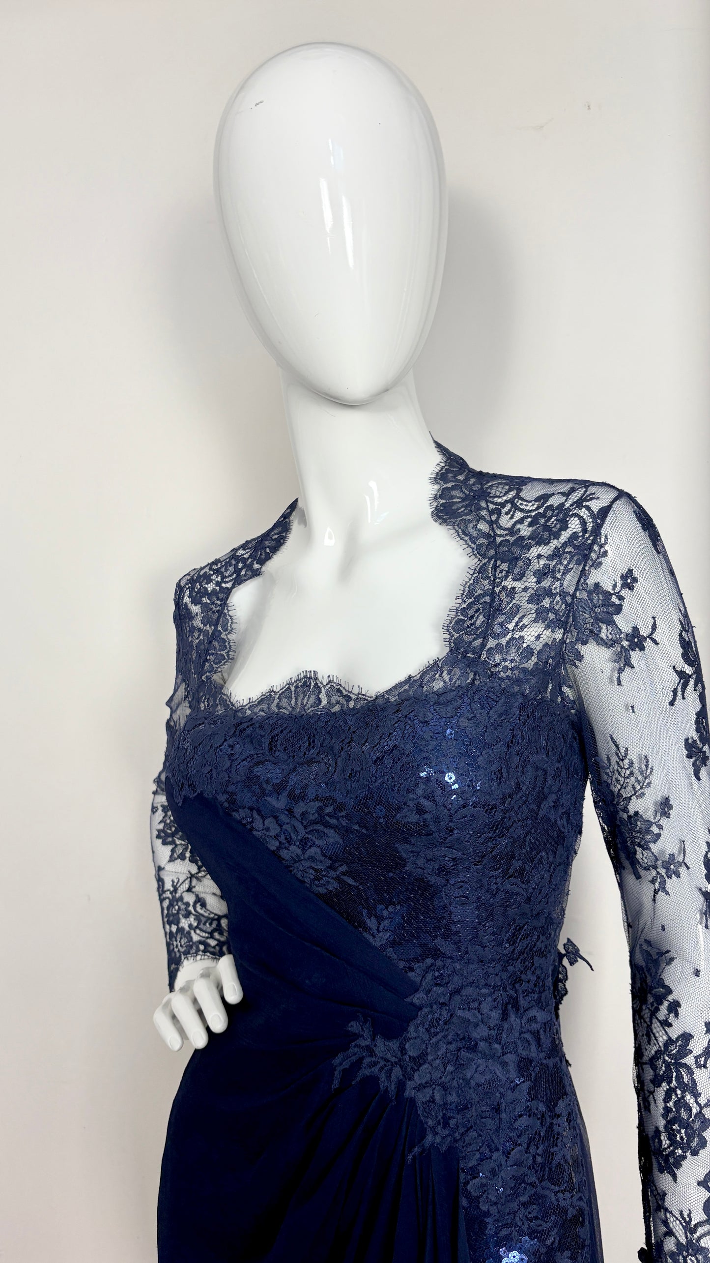 Loris Azzaro lace & sequin evening dress