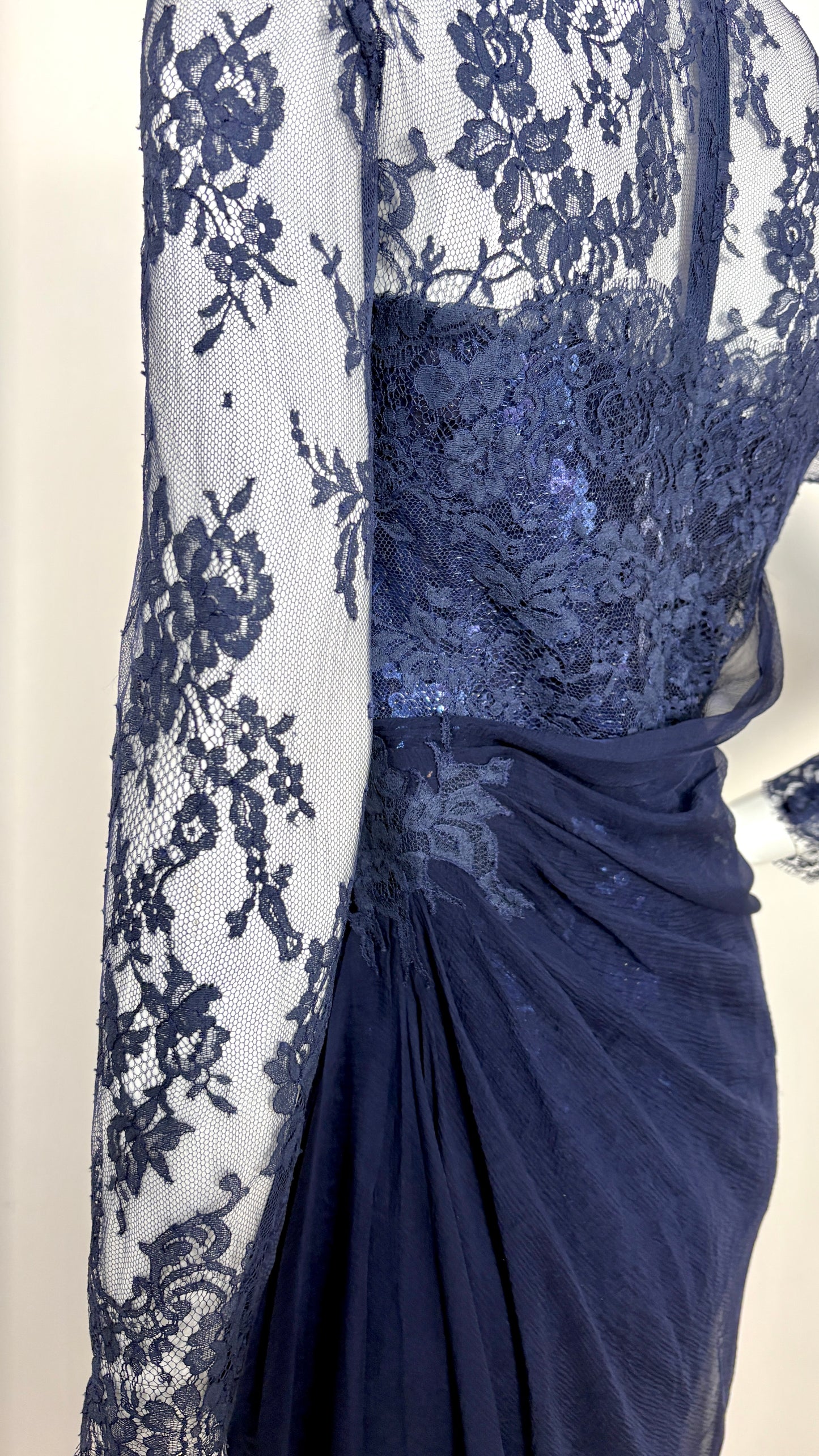 Loris Azzaro lace & sequin evening dress