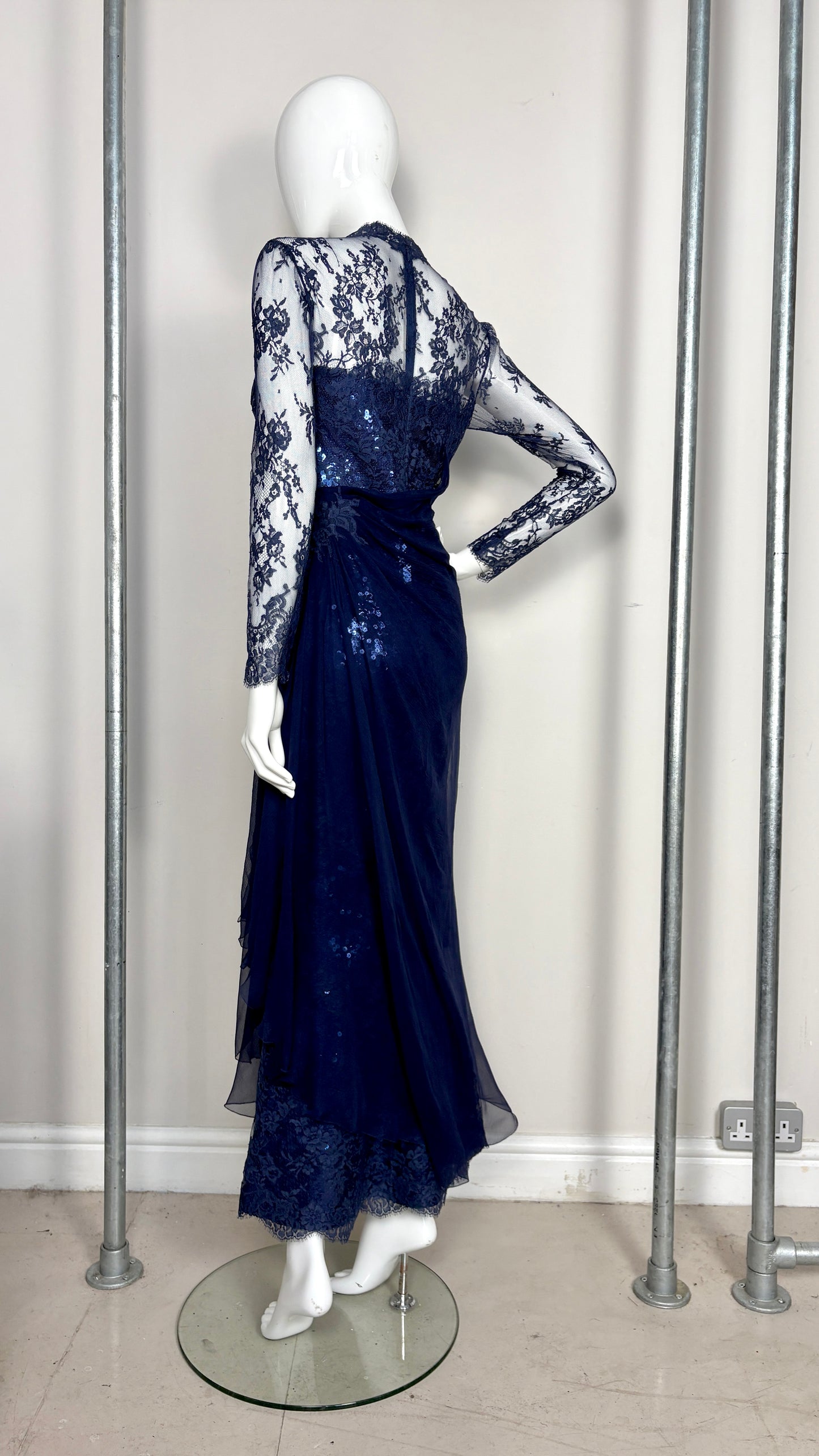 Loris Azzaro lace & sequin evening dress