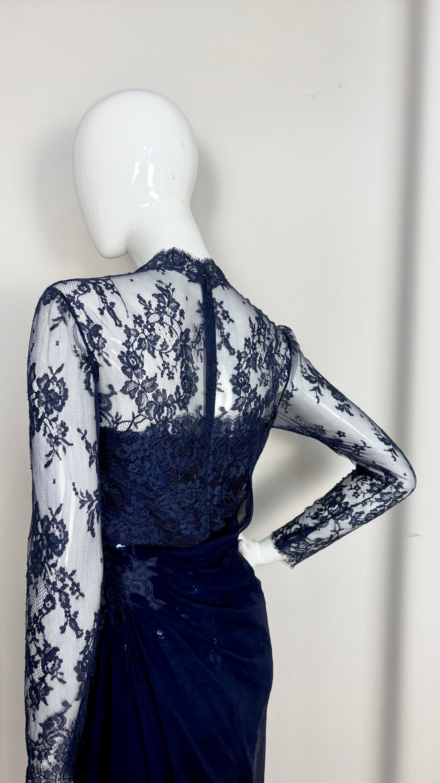 Loris Azzaro lace & sequin evening dress