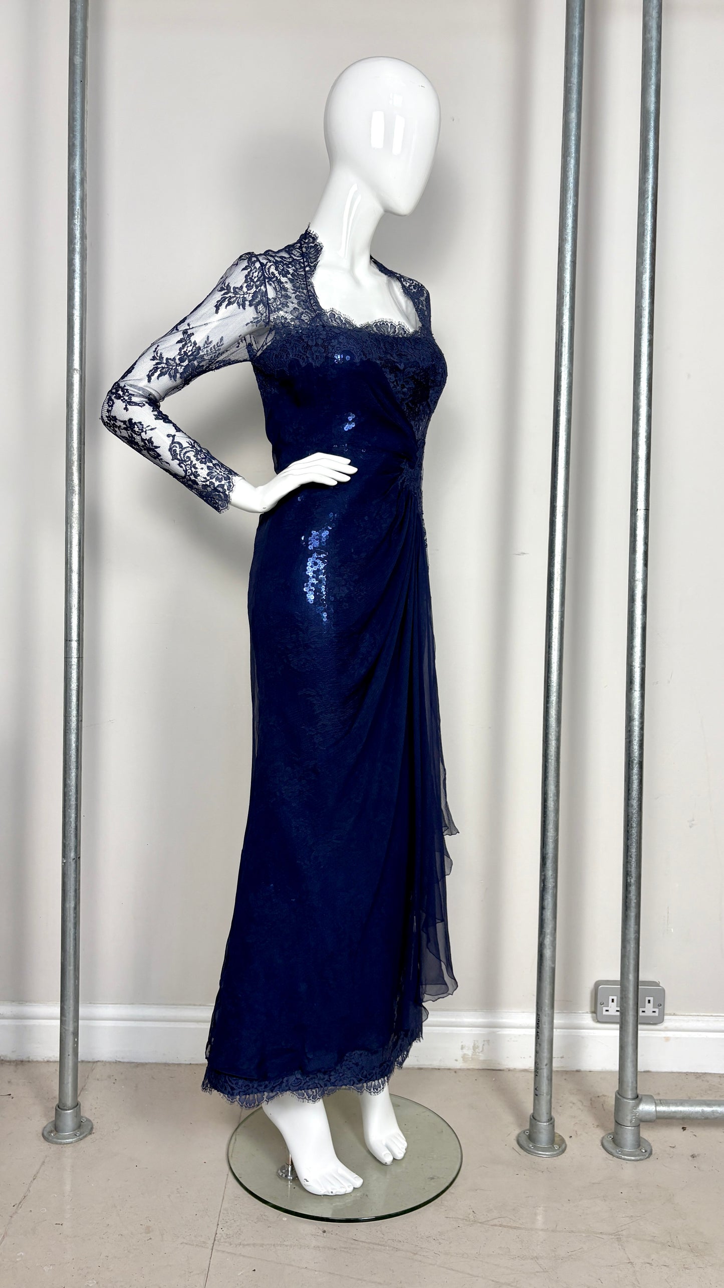 Loris Azzaro lace & sequin evening dress