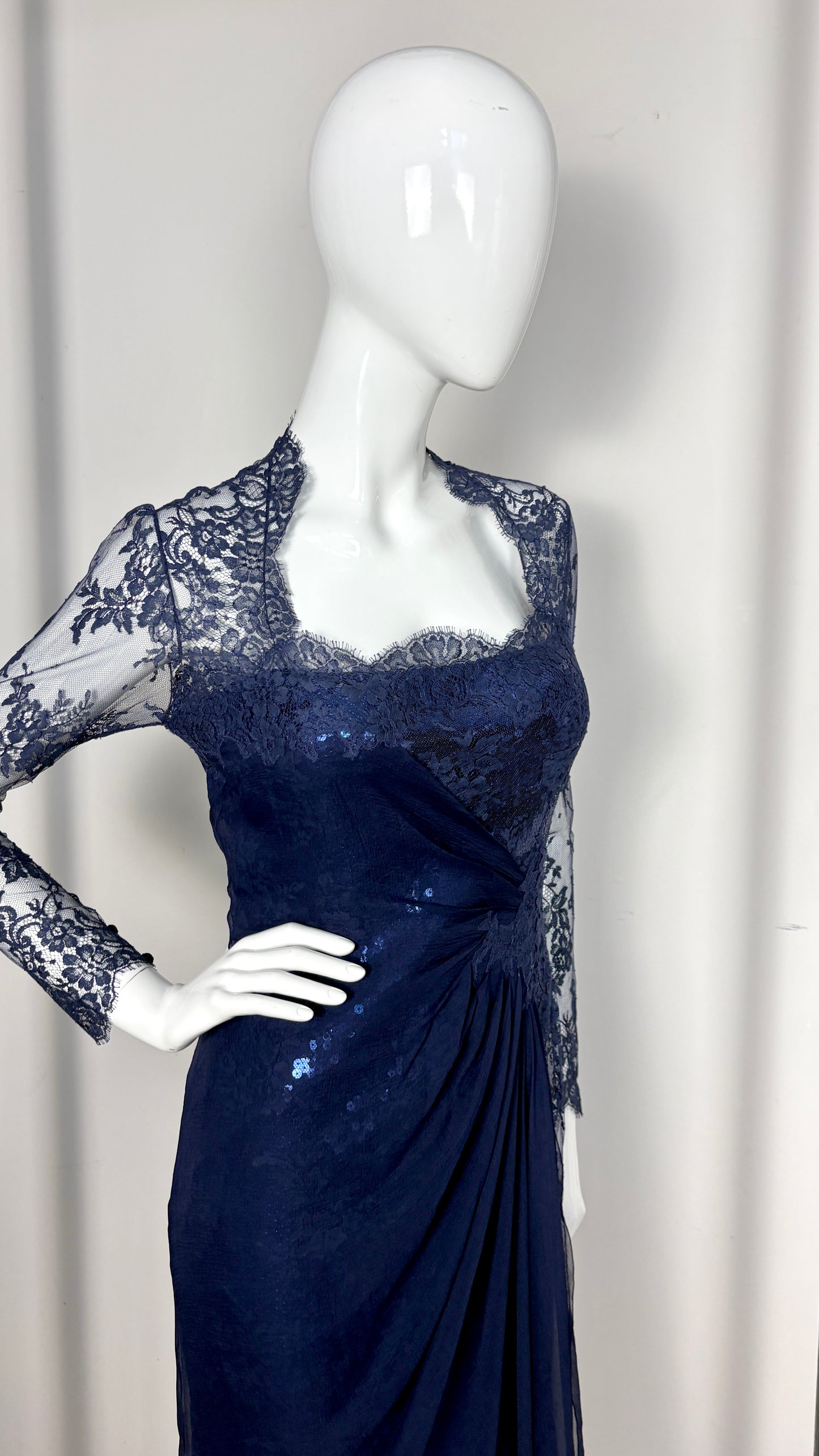 Loris Azzaro lace & sequin evening dress