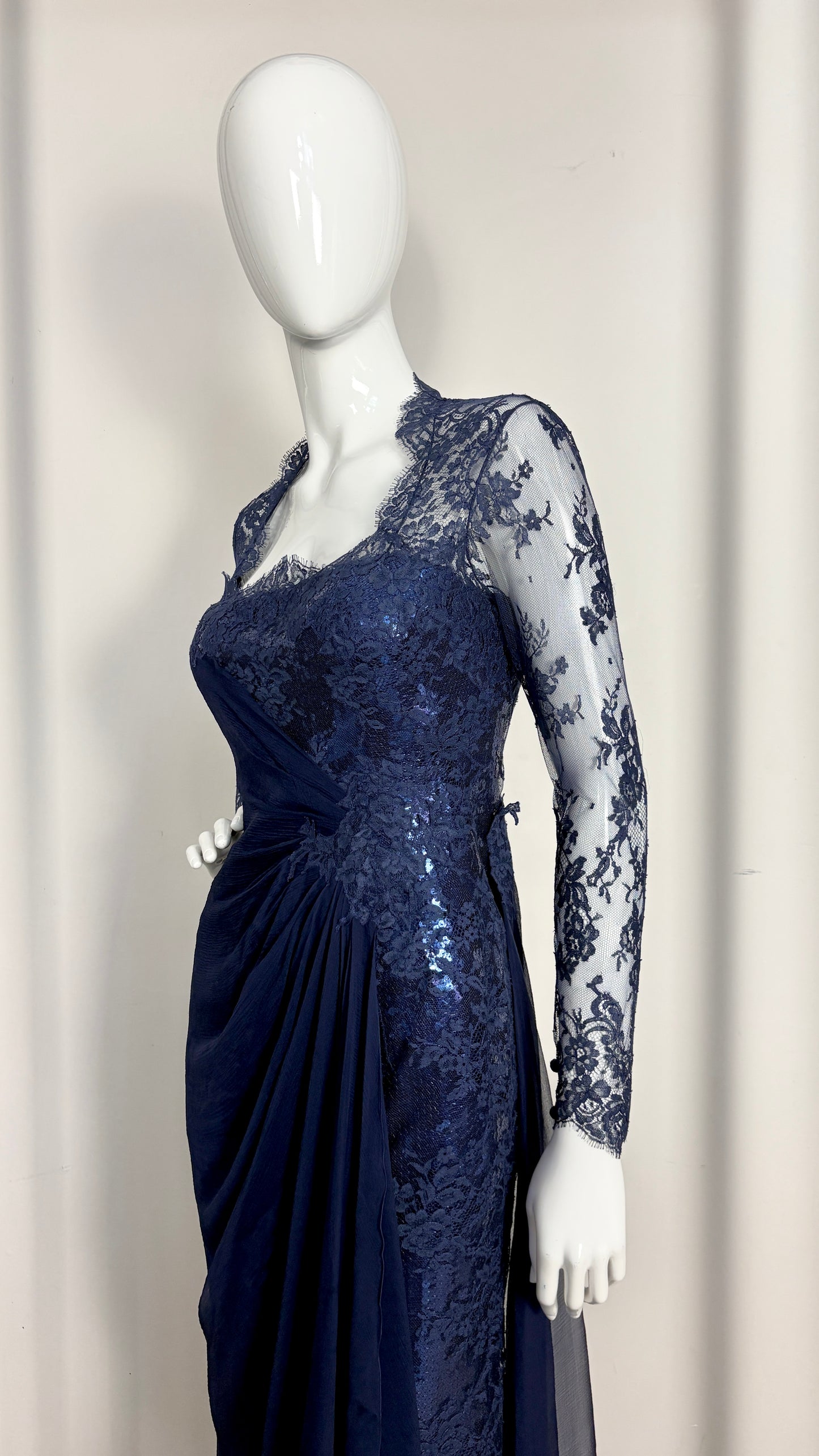 Loris Azzaro lace & sequin evening dress