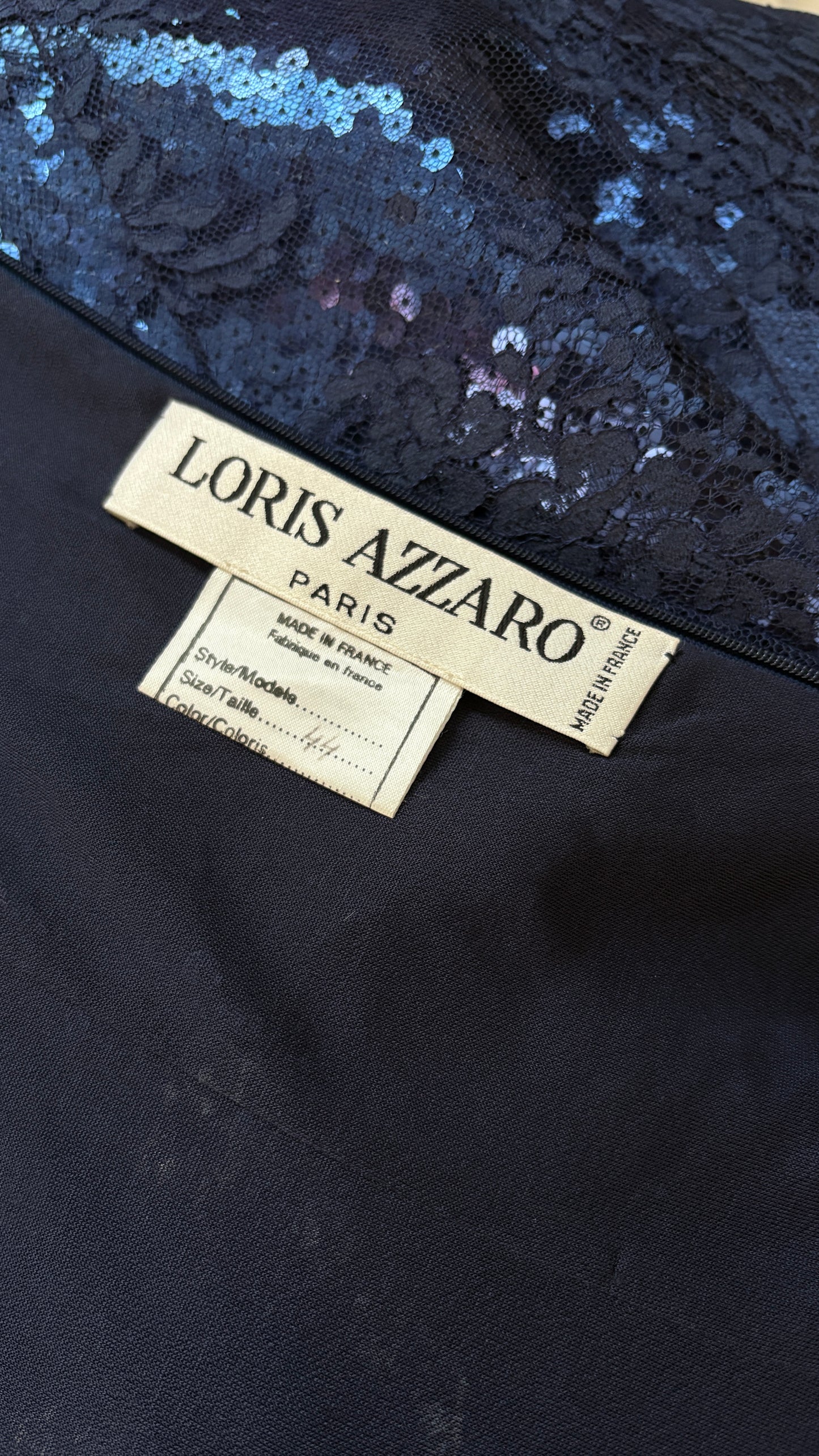 Loris Azzaro lace & sequin evening dress
