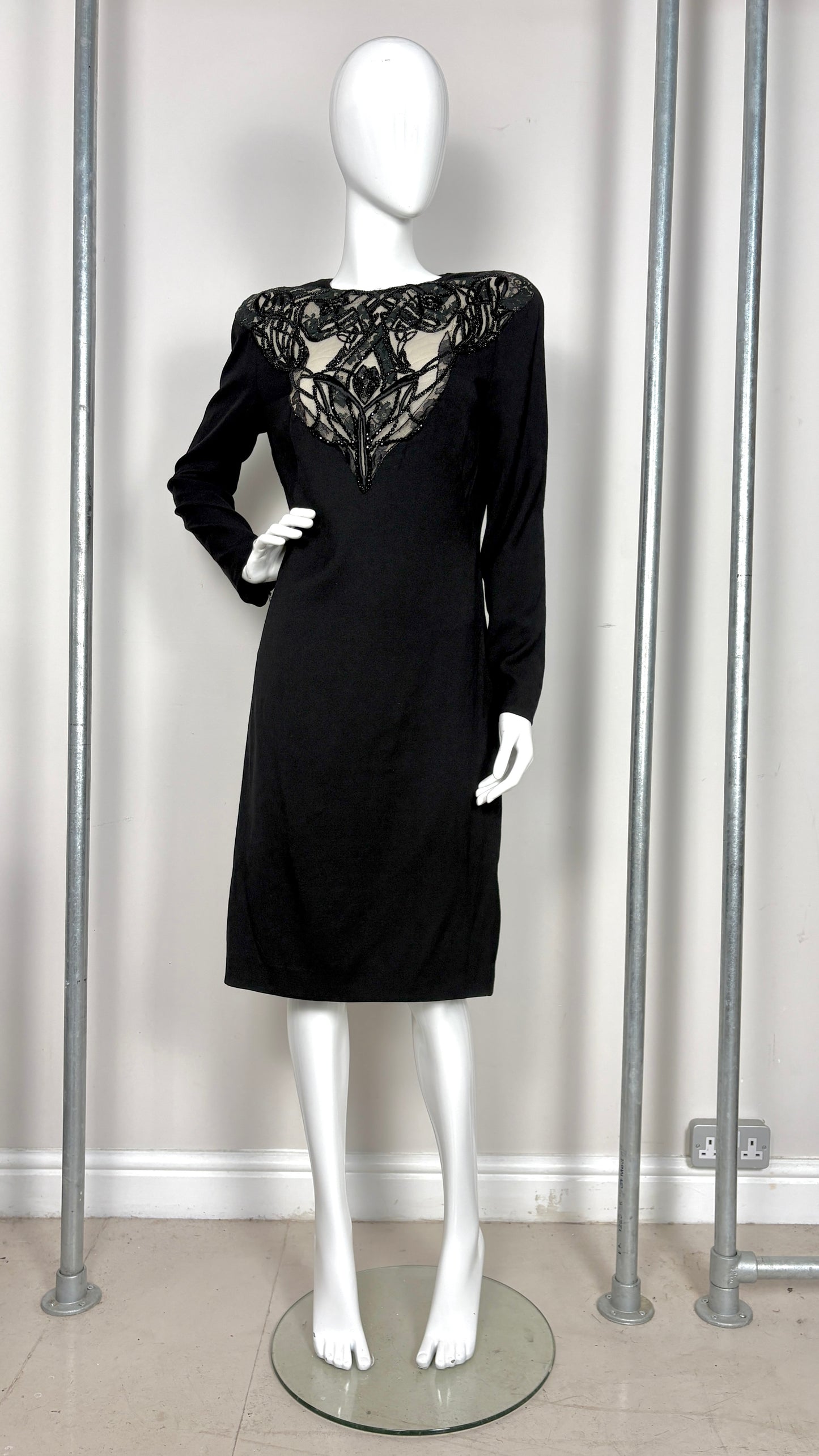 Alexander McQueen embroidered lace neckline dress