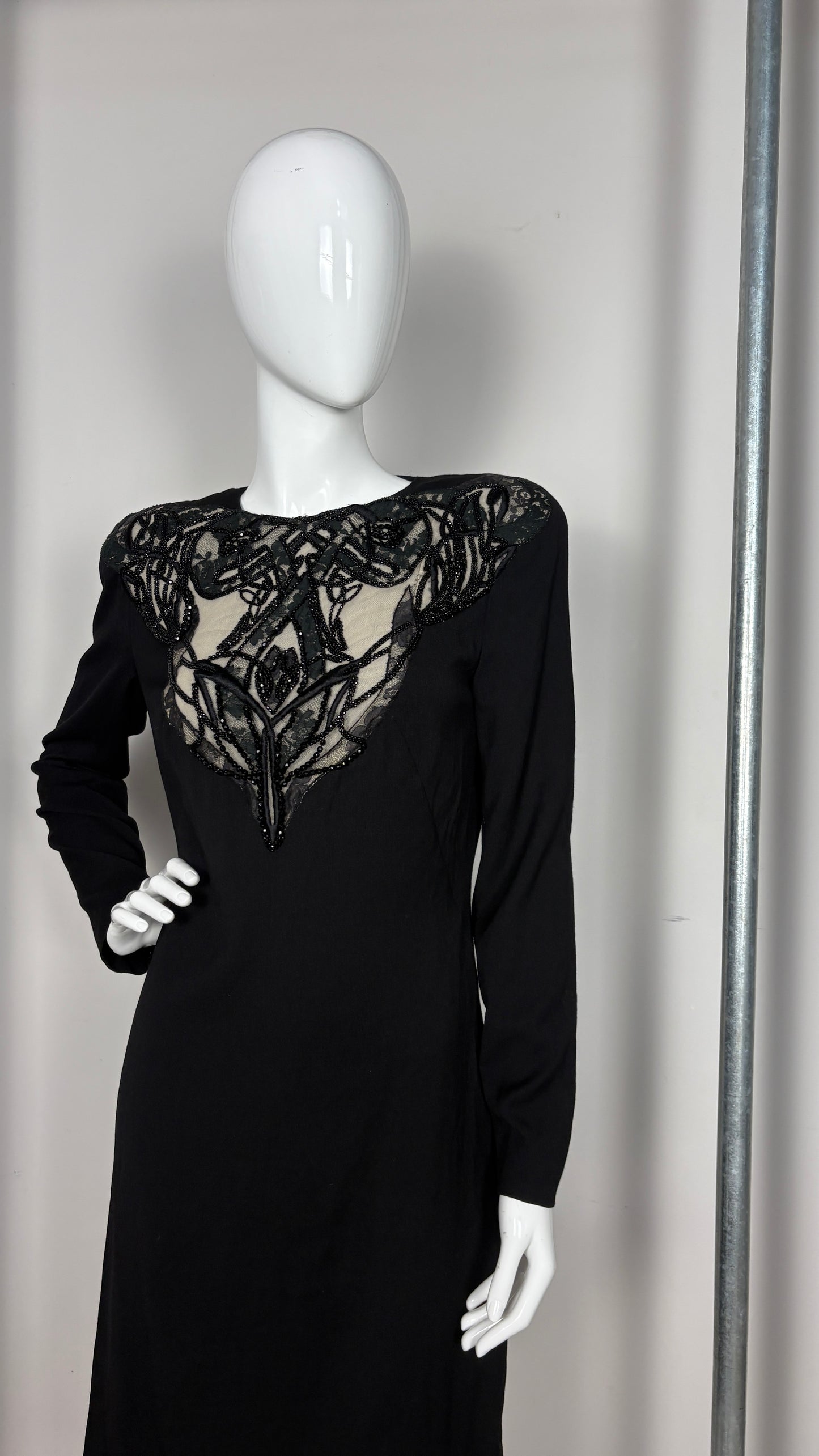 Alexander McQueen embroidered lace neckline dress