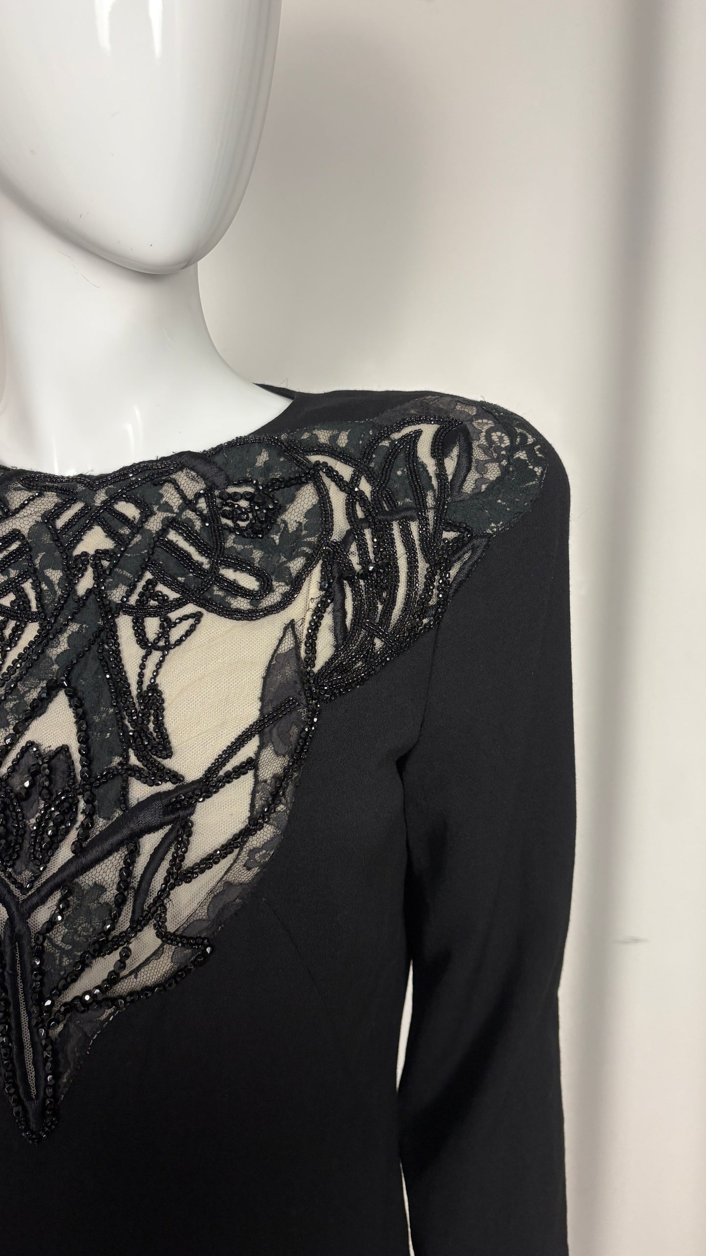 Alexander McQueen embroidered lace neckline dress