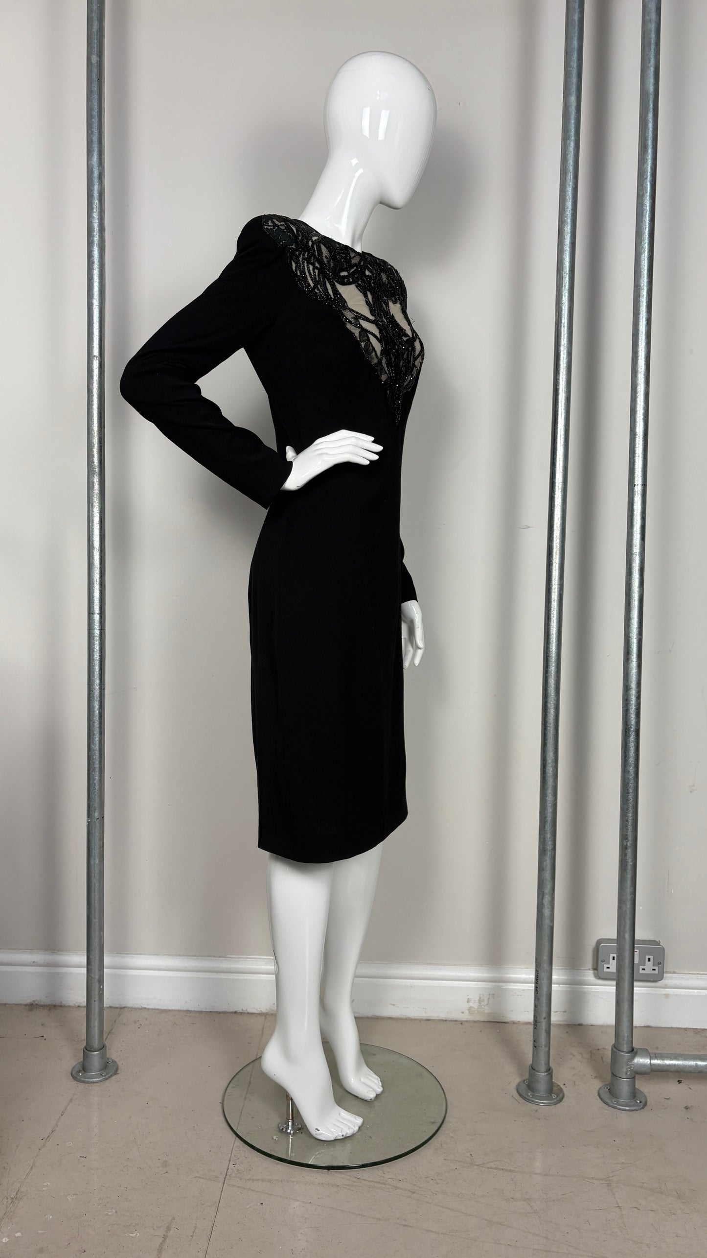 Alexander McQueen embroidered lace neckline dress