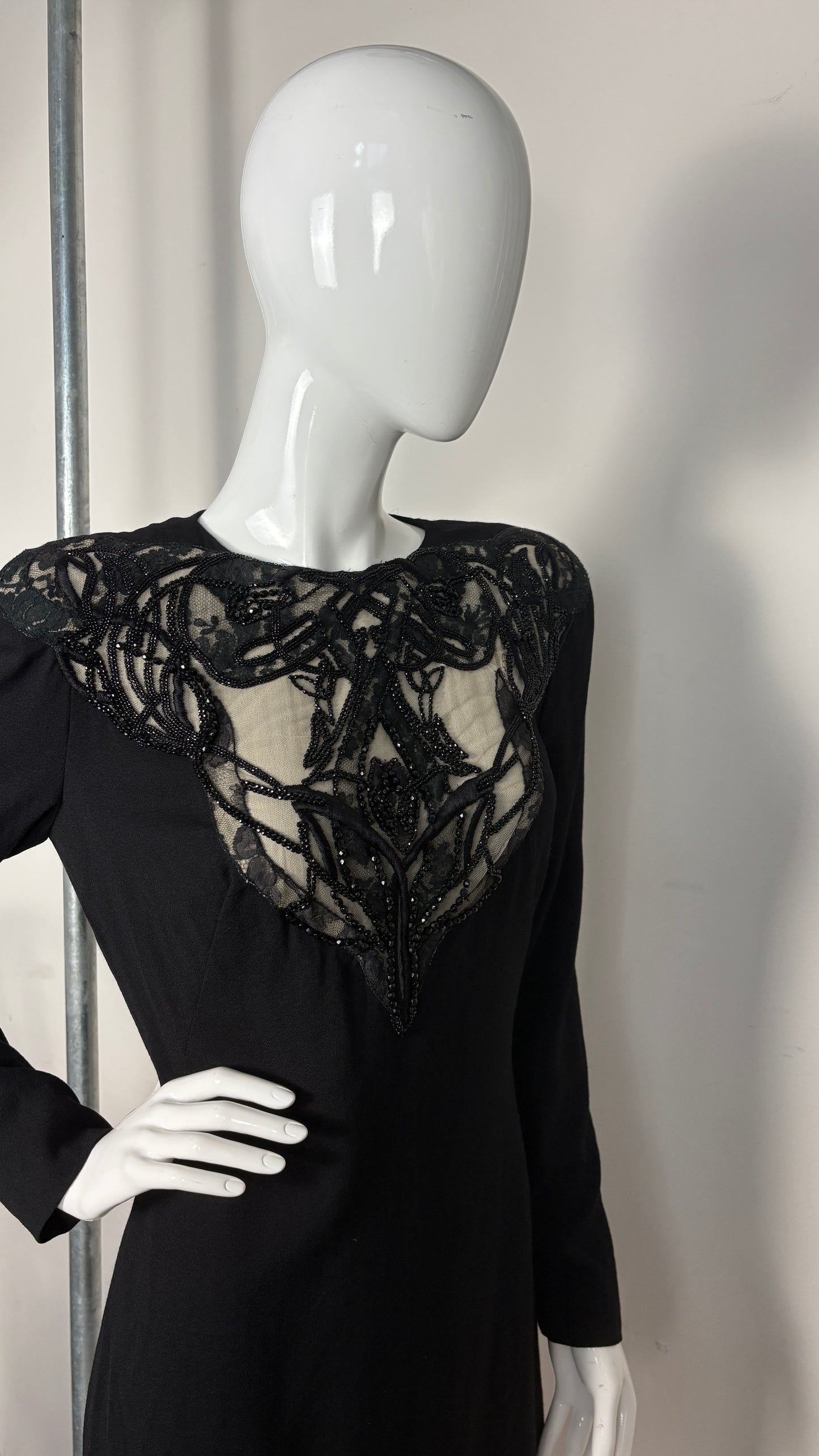 Alexander McQueen embroidered lace neckline dress