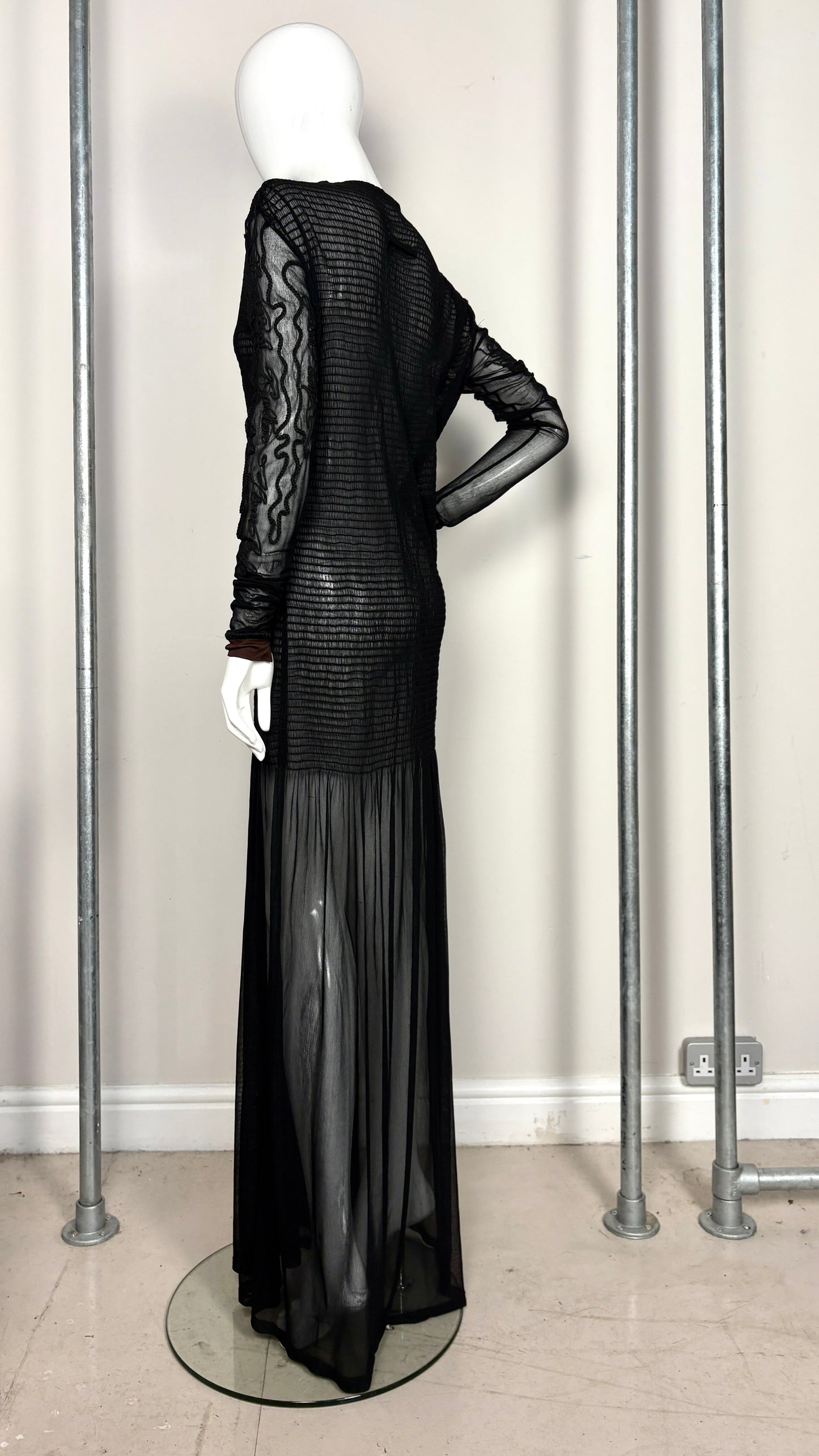 Jean Paul Gaultier smocked sheer dress