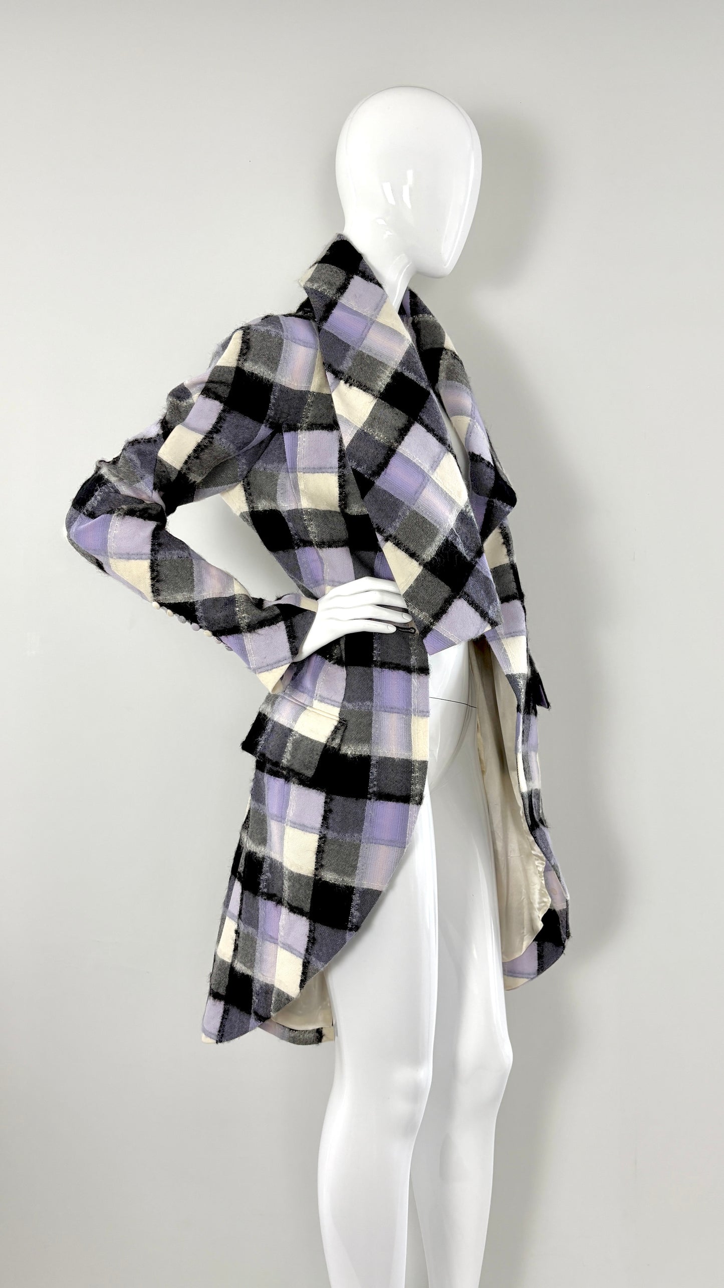 John Galliano A/W 1998 wool and mohair jacket with draped collar