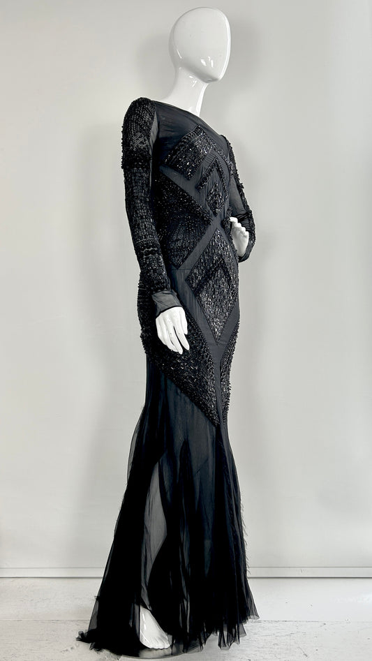 Pucci art deco heavily embroidered gown