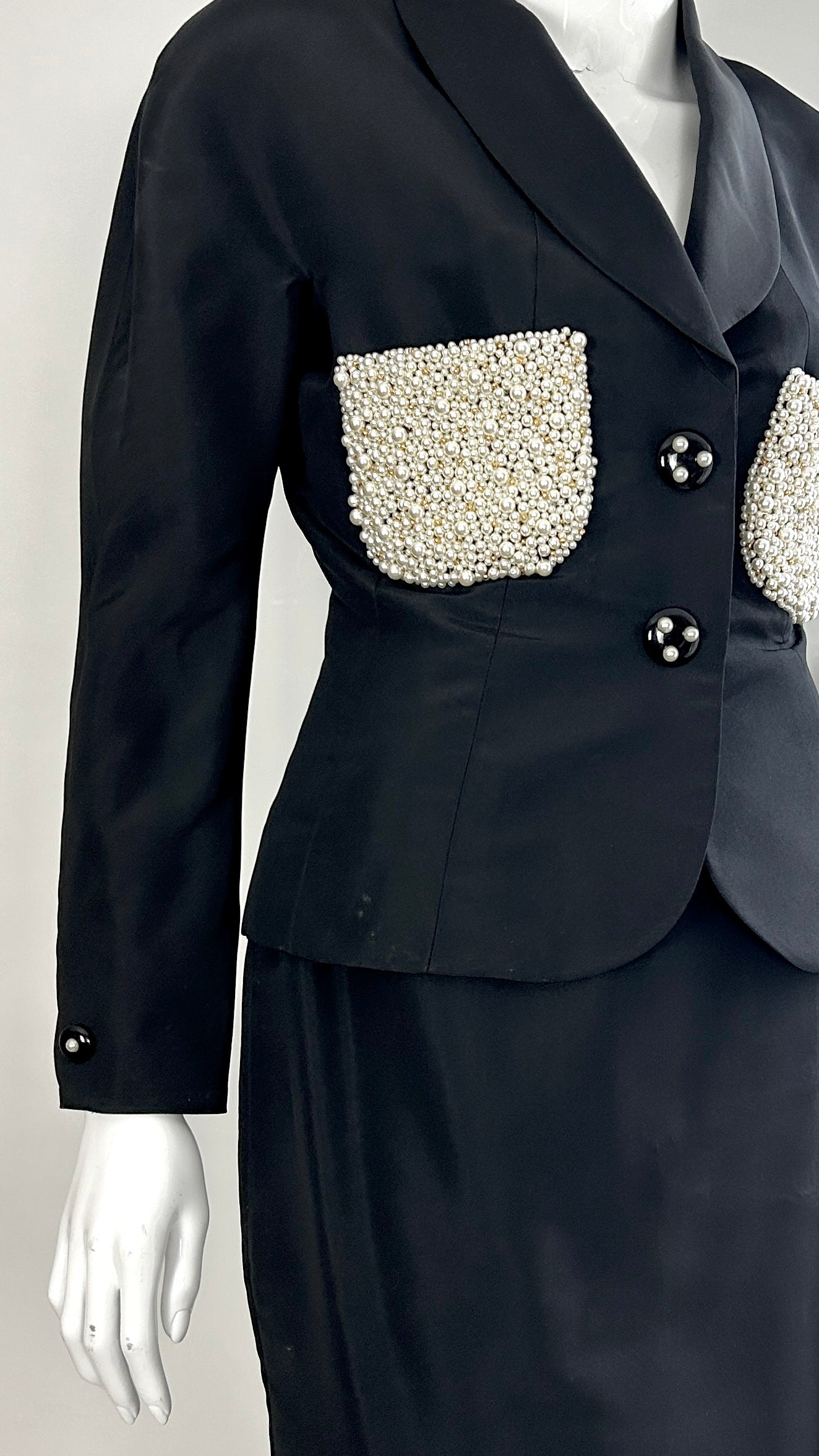 Chanel pearl embroidered pocket suit