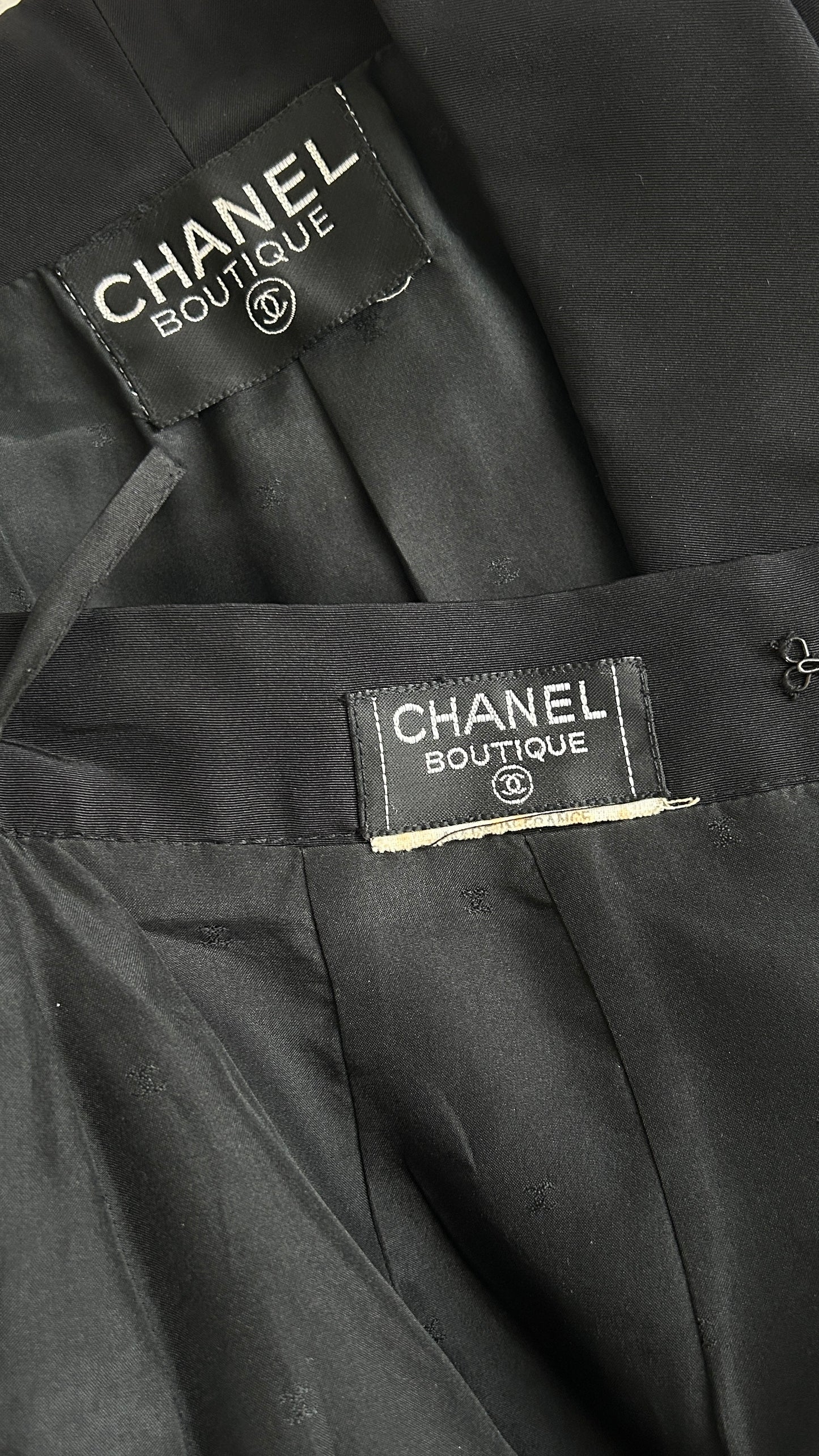 Chanel pearl embroidered pocket suit