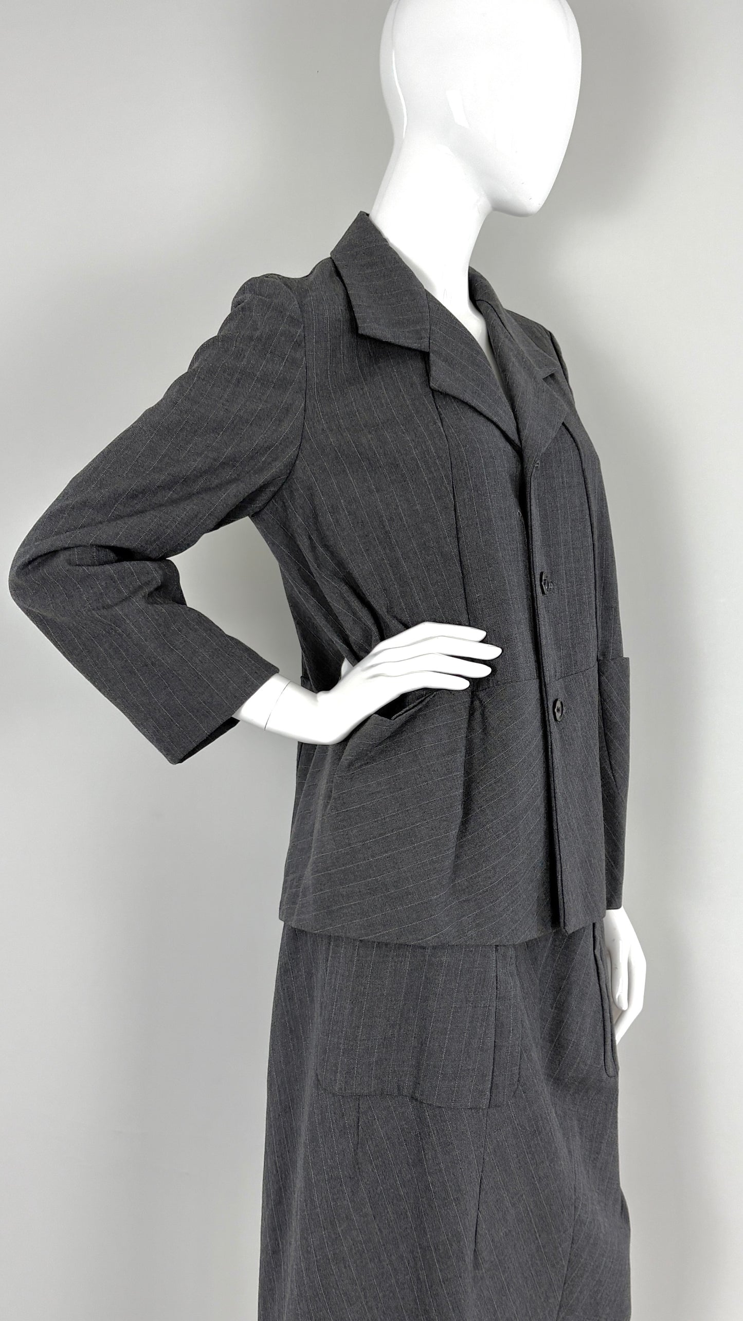 Comme des Garcons 1993 grey pinstripe ensemble