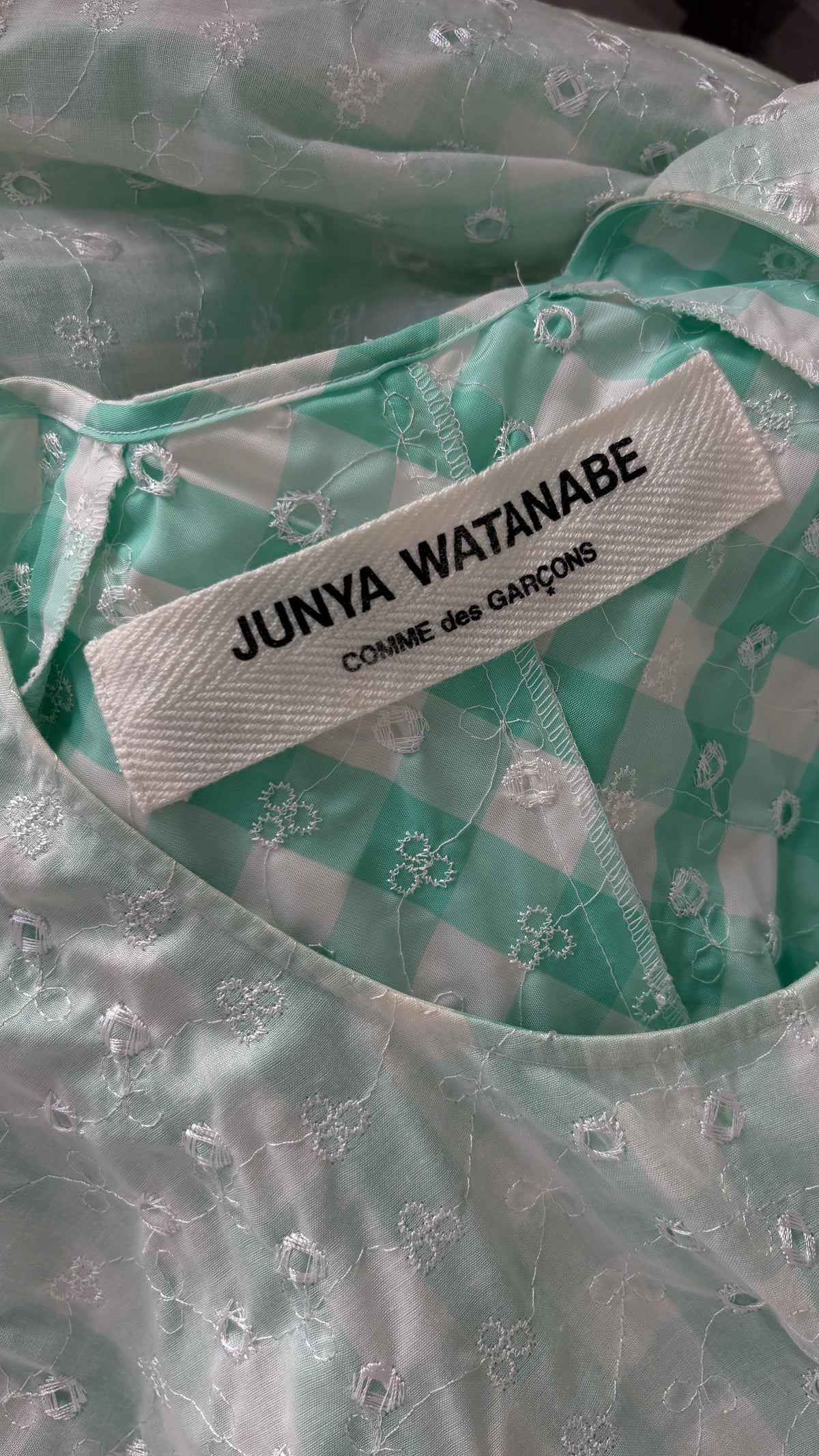 Junya Watanabe 1998 embroidered gingham dress