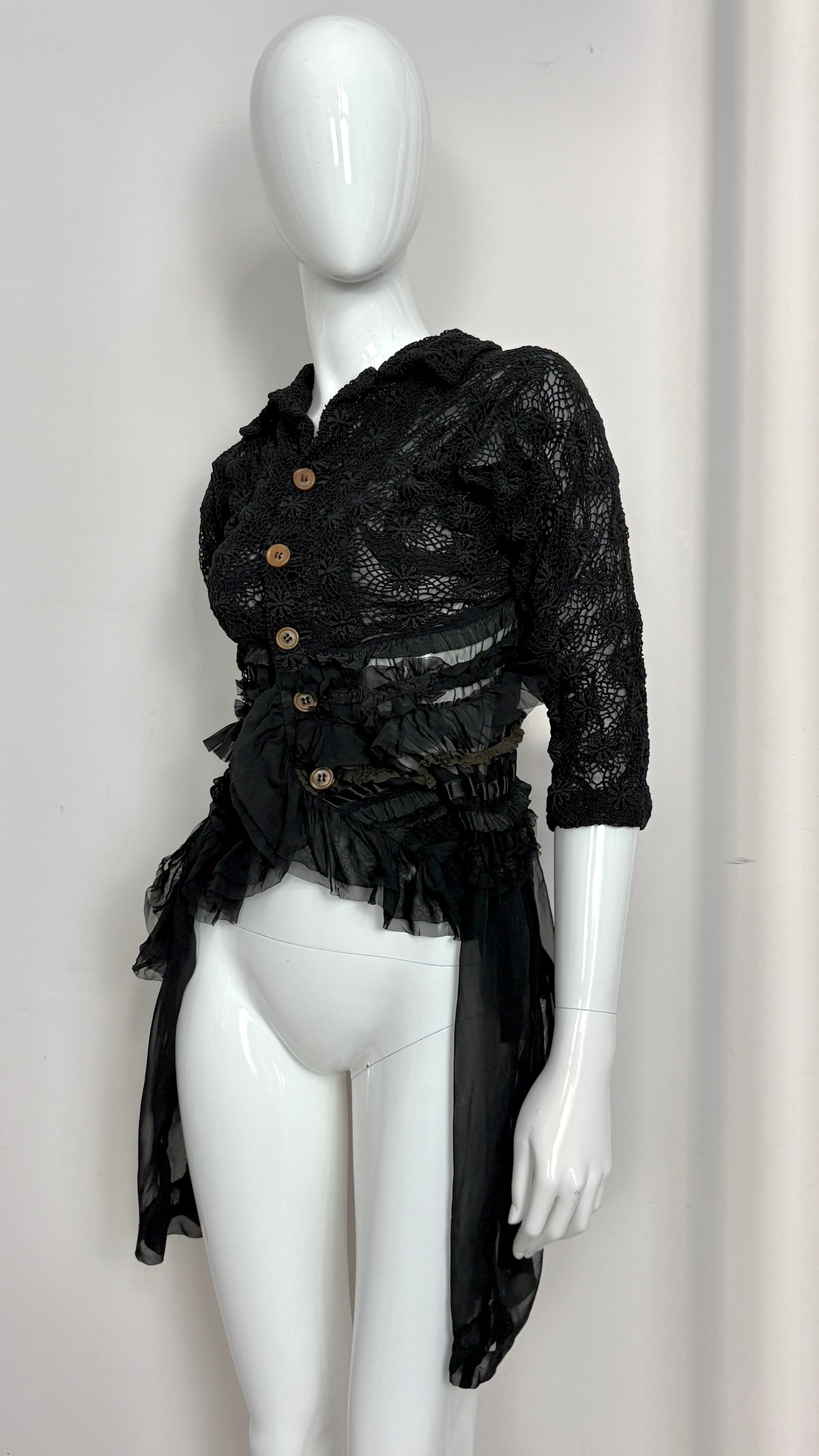 Comme des Garcons A/W 2005 broderie anglaise and lace frill convertible jacket/bolero