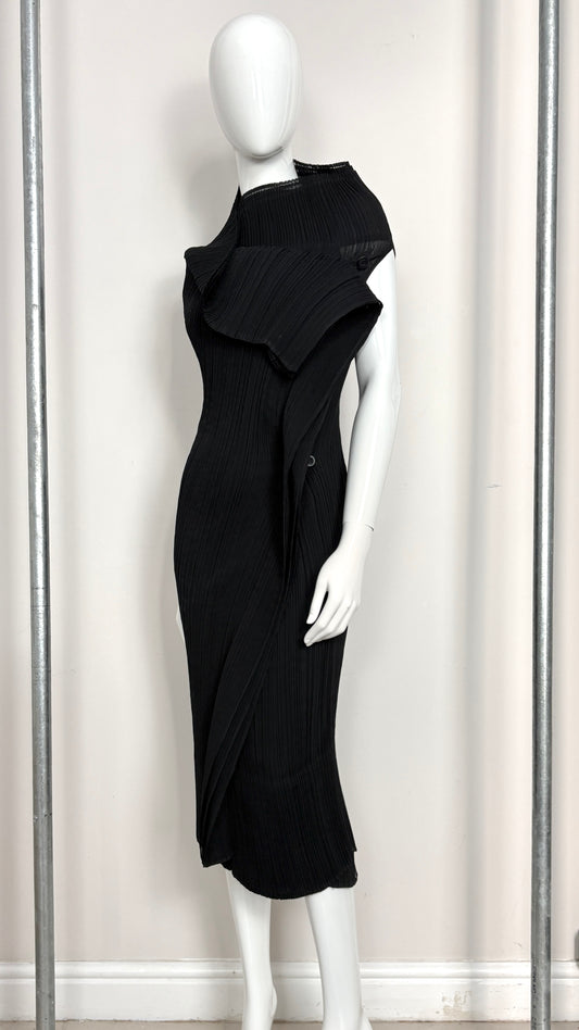 Issey Miyake pleated column wrap dress