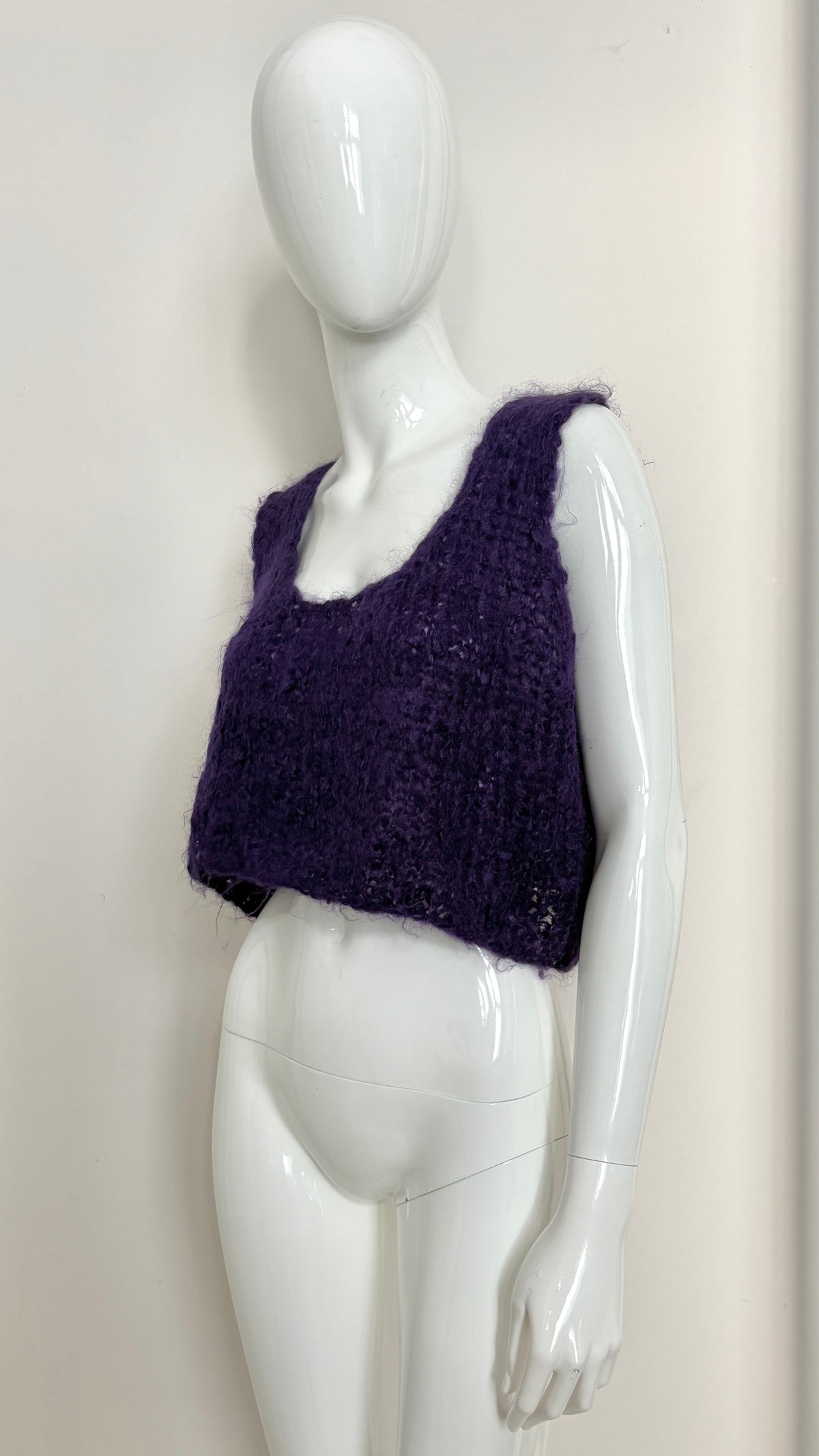 Yohji Yamamoto purple mohair cropped knit vest