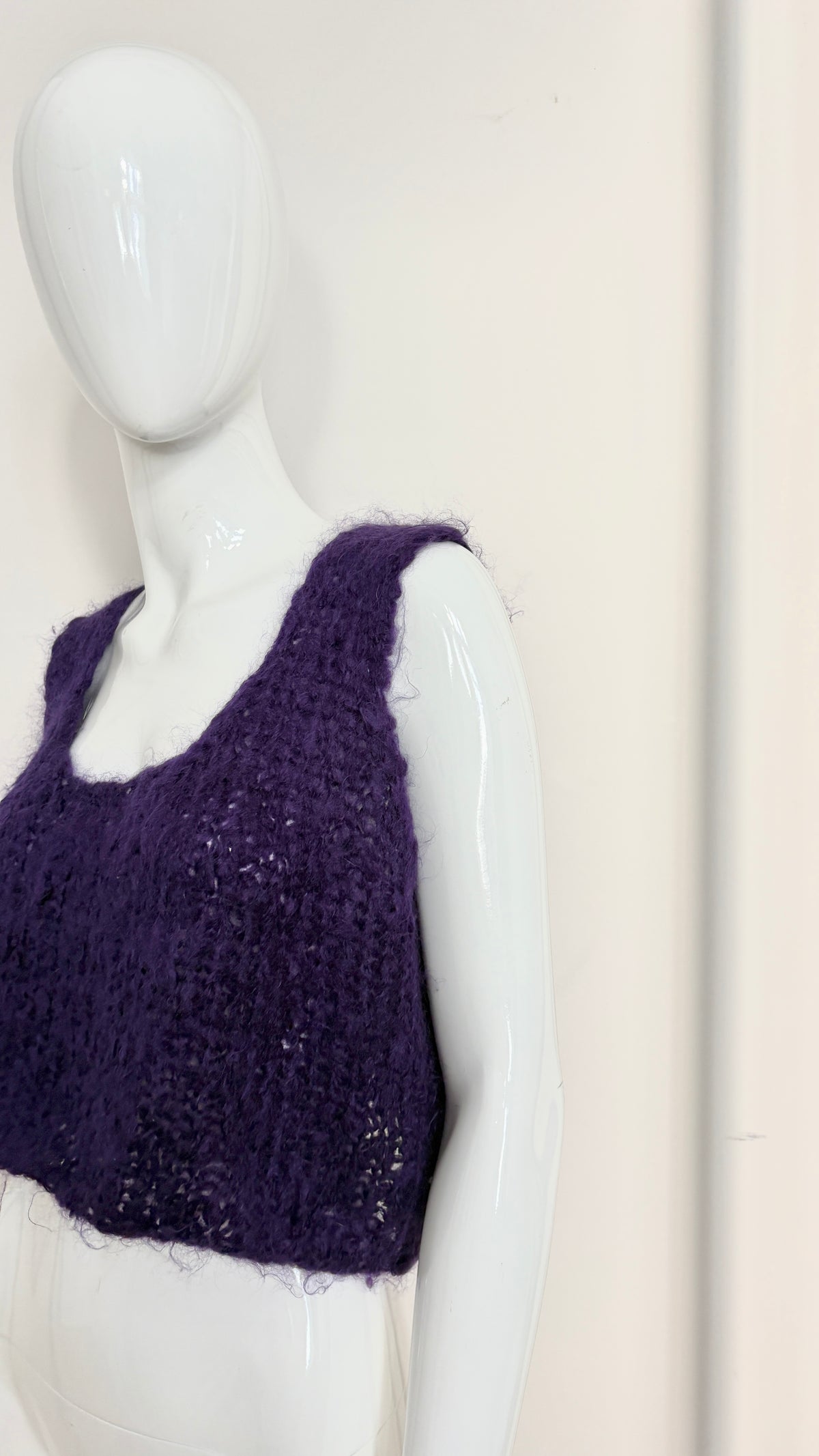 Yohji Yamamoto purple mohair cropped knit vest