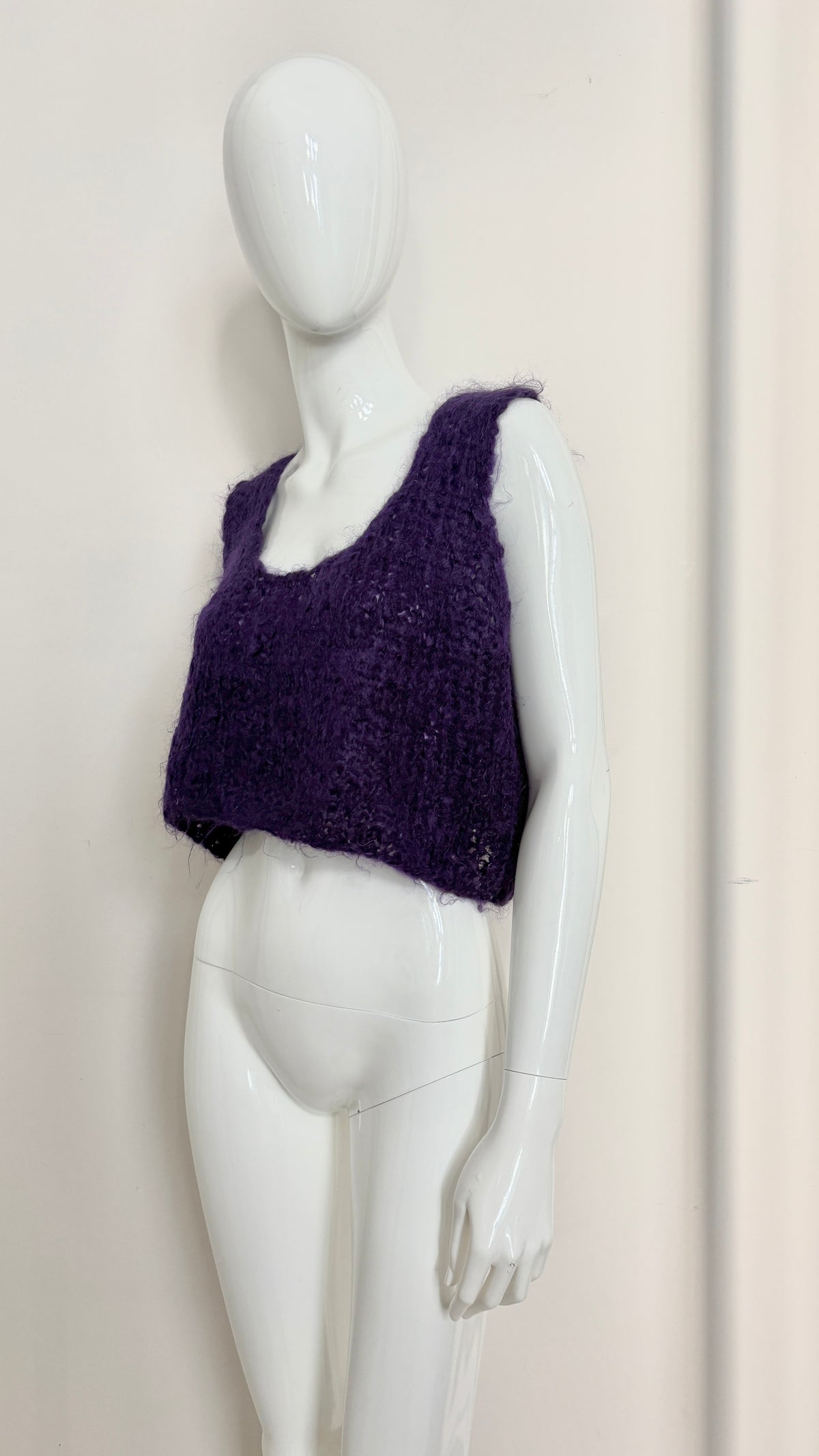 Yohji Yamamoto purple mohair cropped knit vest