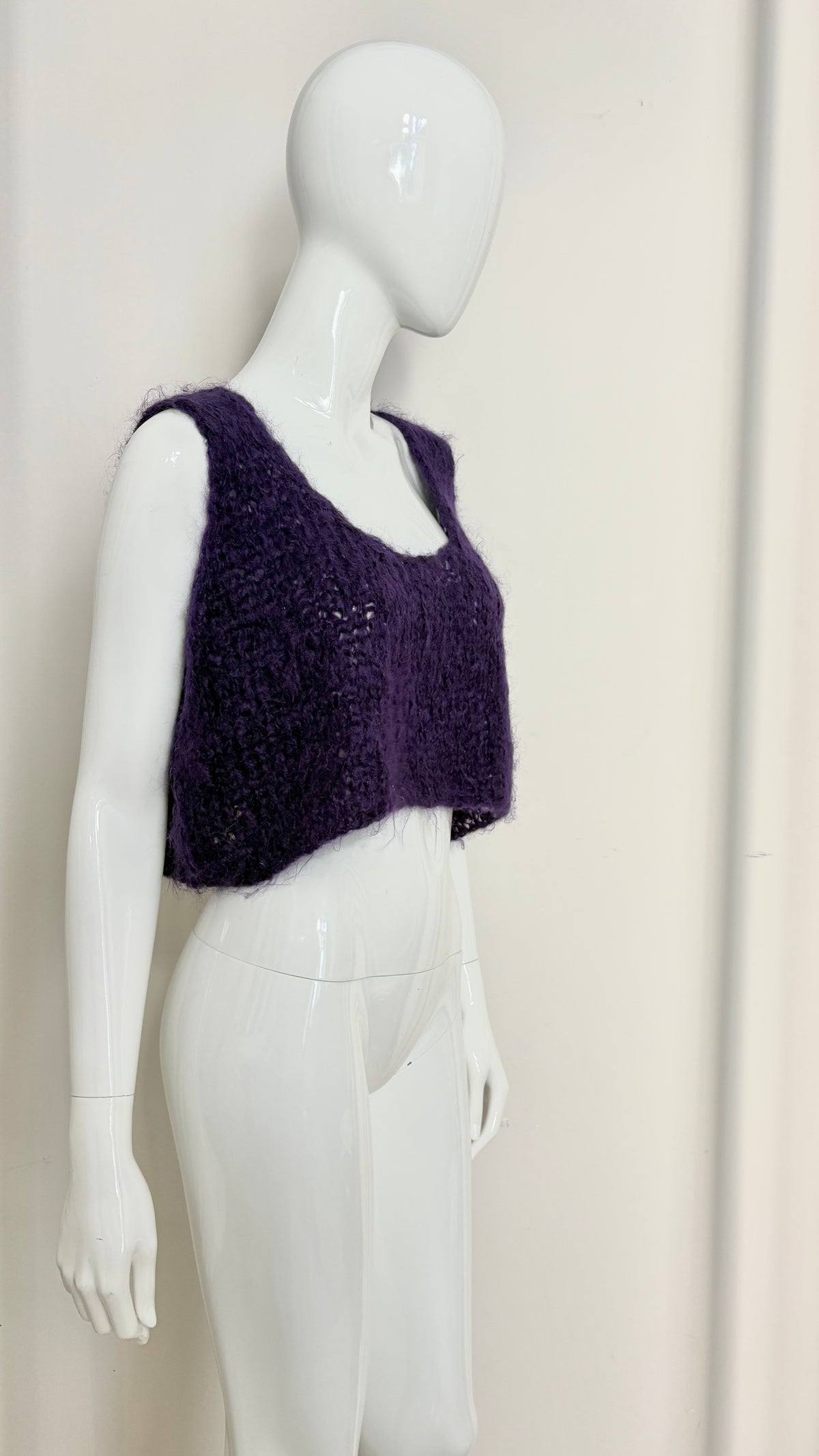Yohji Yamamoto purple mohair cropped knit vest