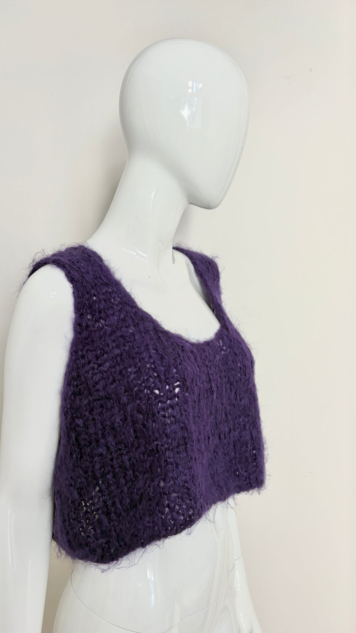 Yohji Yamamoto purple mohair cropped knit vest