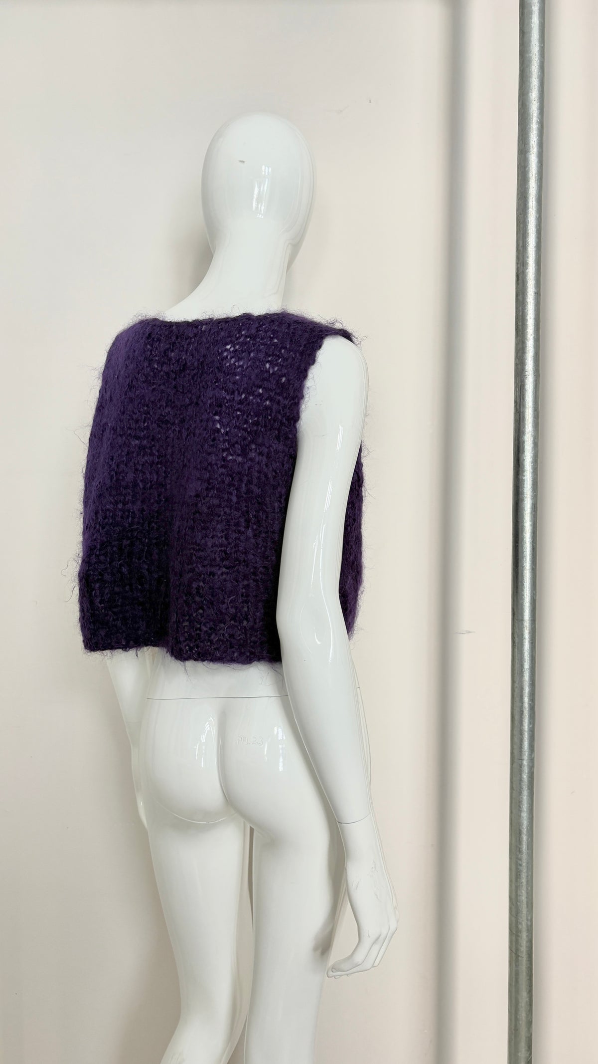 Yohji Yamamoto purple mohair cropped knit vest