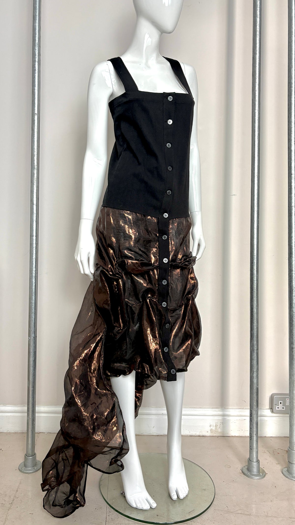 Yohji YamamotoS/S 1987 wired jacket and dress bronze skirt ensemble
