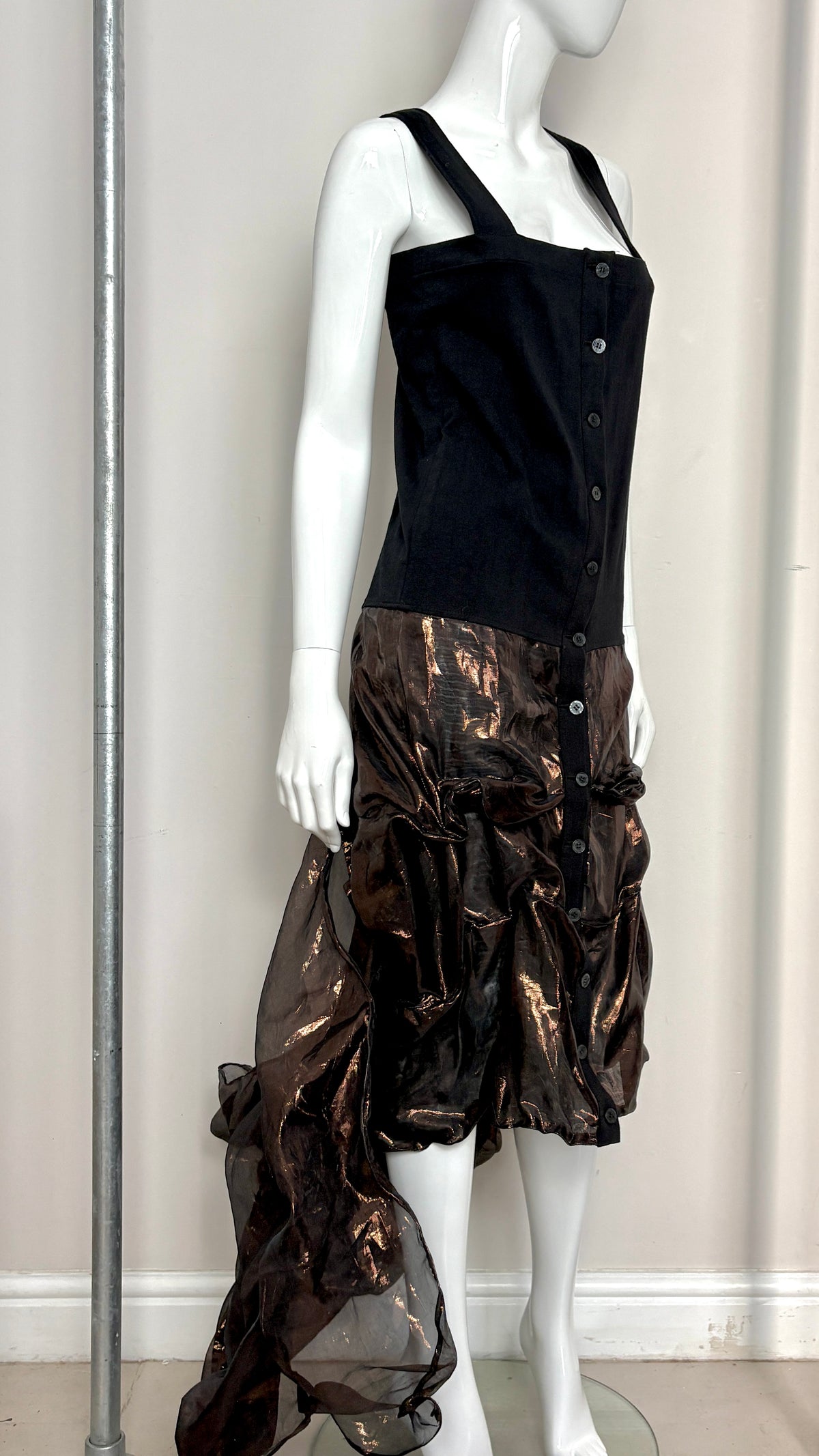 Yohji YamamotoS/S 1987 wired jacket and dress bronze skirt ensemble